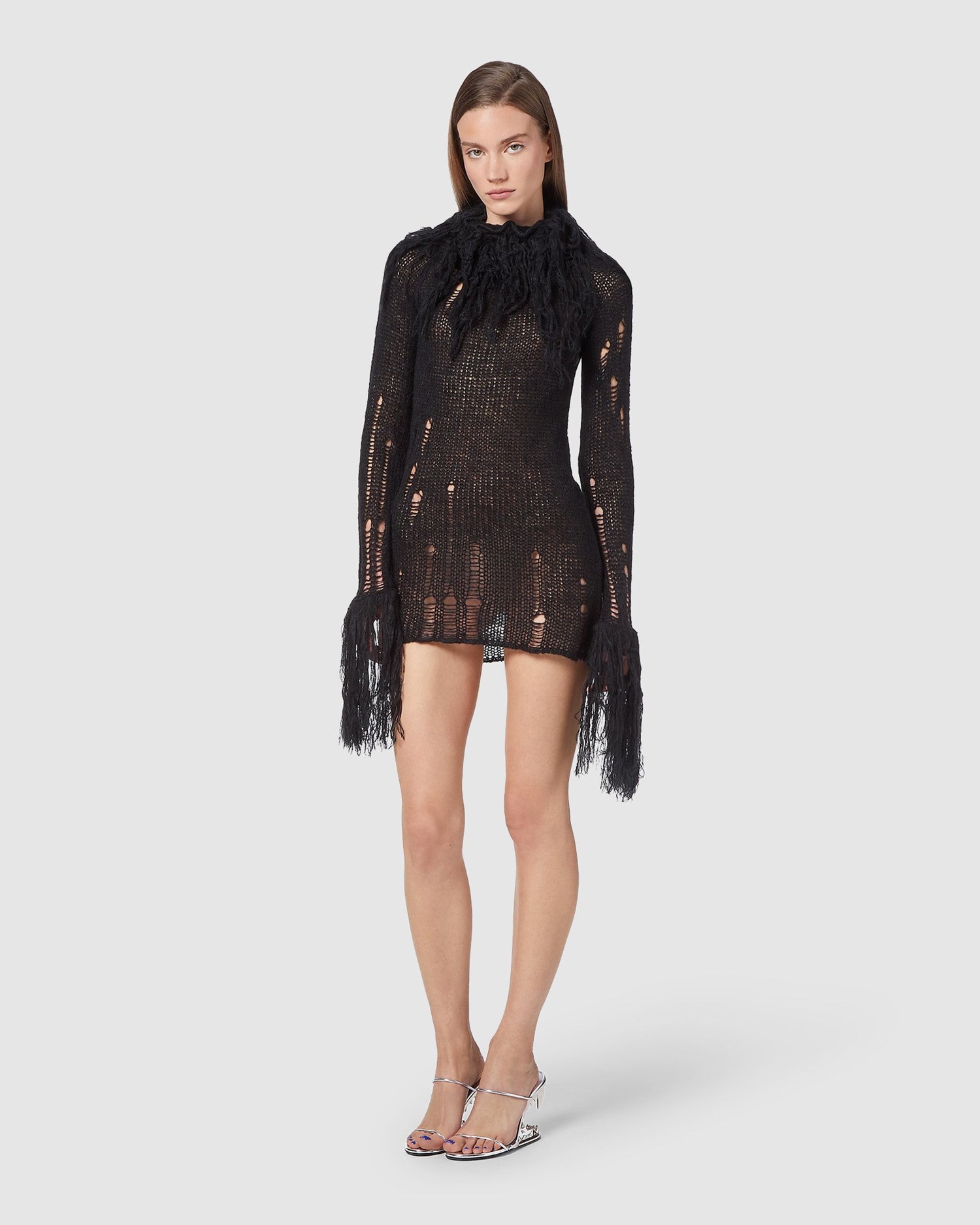 Peignoir GCDS Fluffy Knit Robe Femme Noir | 701498-ULZ