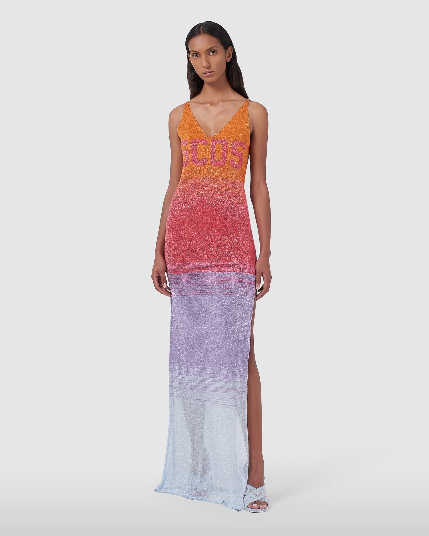 Peignoir GCDS Lurex Degradé Long Robe Femme Multicolore | 728345-ALK