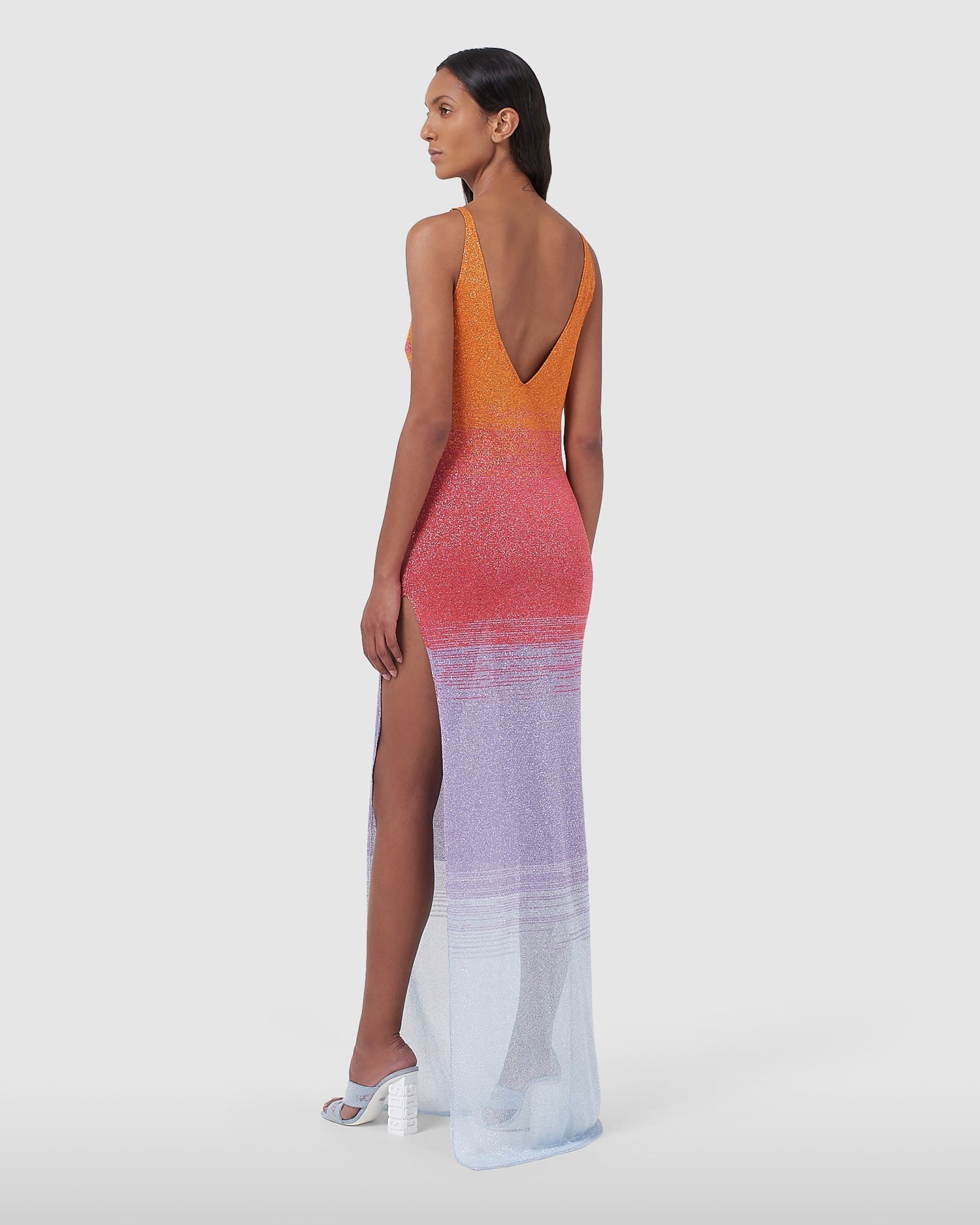 Peignoir GCDS Lurex Degradé Long Robe Femme Multicolore | 728345-ALK