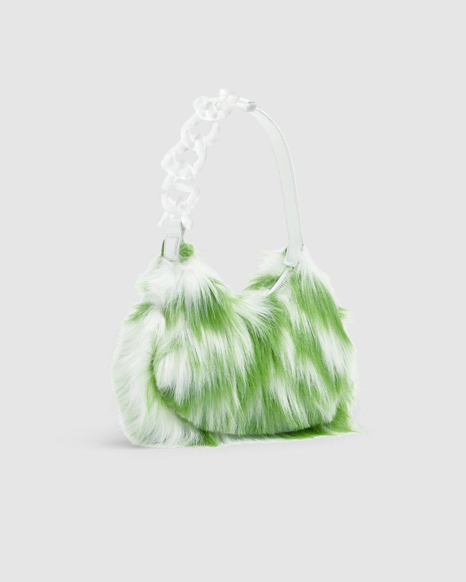 Sacs GCDS Faux Fur Hobo Bag Femme Vert | 148306-INM