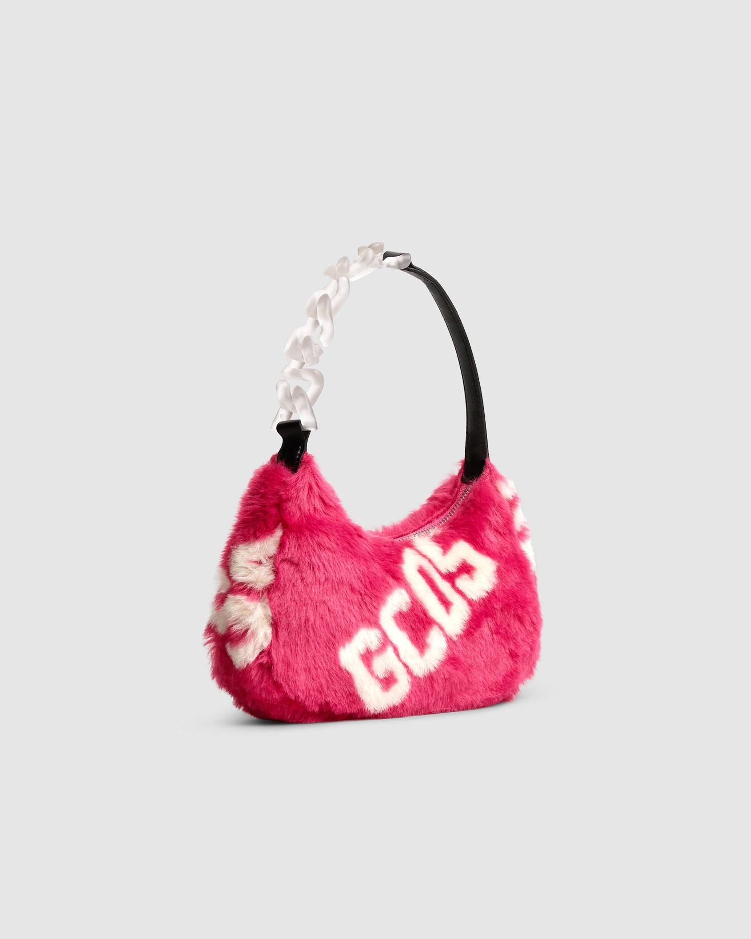 Sacs GCDS Faux Fur Hobo Bag Femme Fushia | 432180-ZPQ