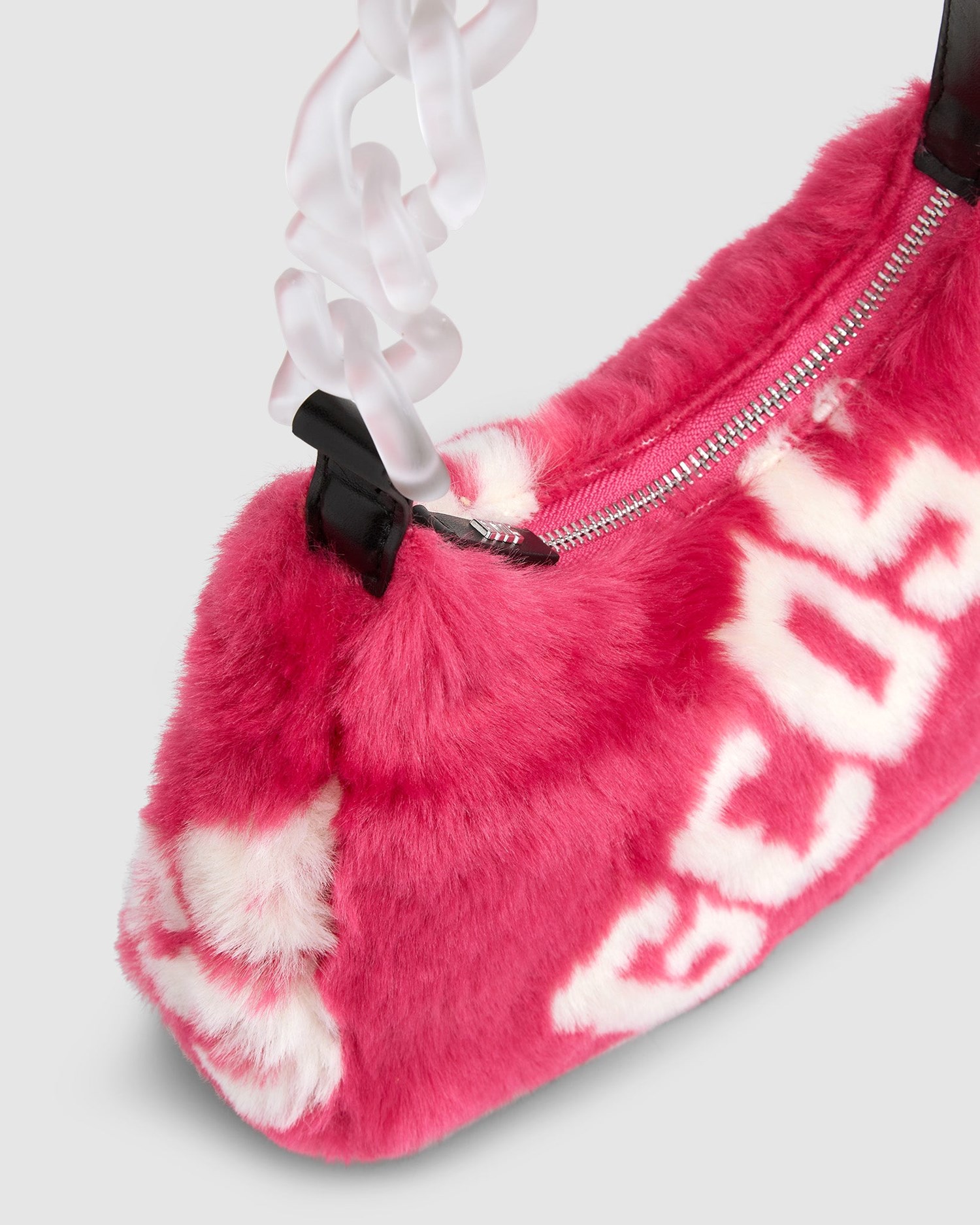 Sacs GCDS Faux Fur Hobo Bag Femme Fushia | 432180-ZPQ