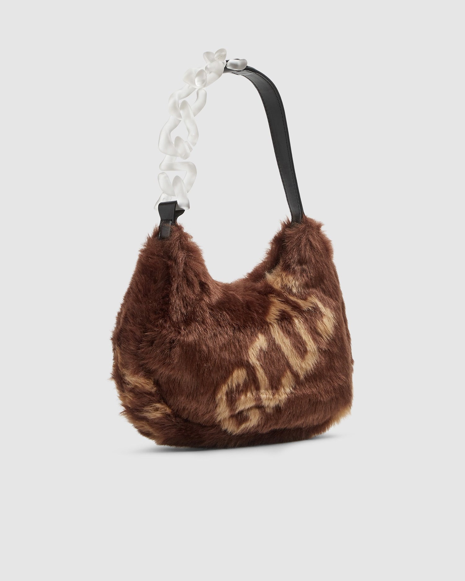 Sacs GCDS Faux Fur Hobo Bag Femme Marron | 891432-LAN