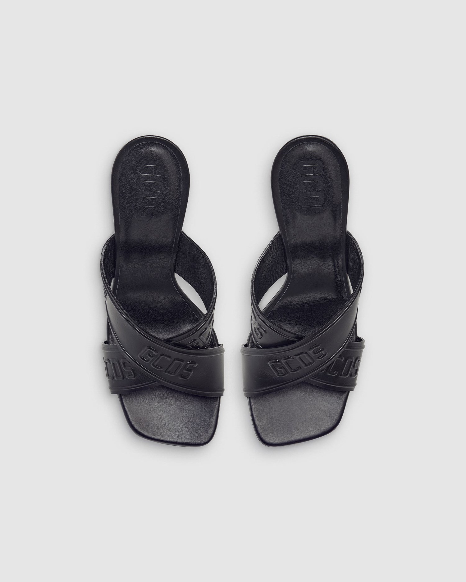 Sandales GCDS Logo Embossed Criss-cross Sandals Femme Noir | 904678-ZAC
