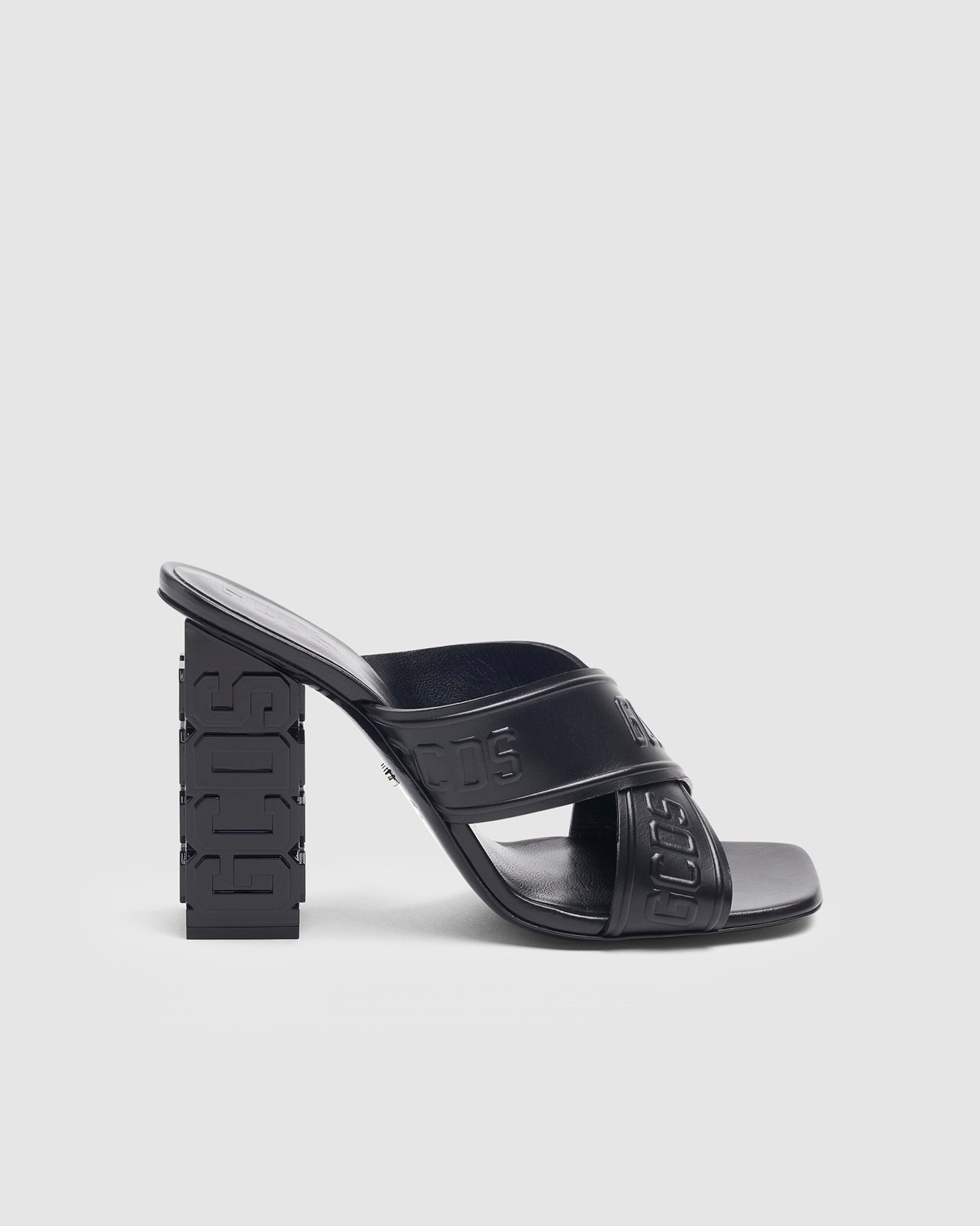 Sandales GCDS Logo Embossed Criss-cross Sandals Femme Noir | 904678-ZAC