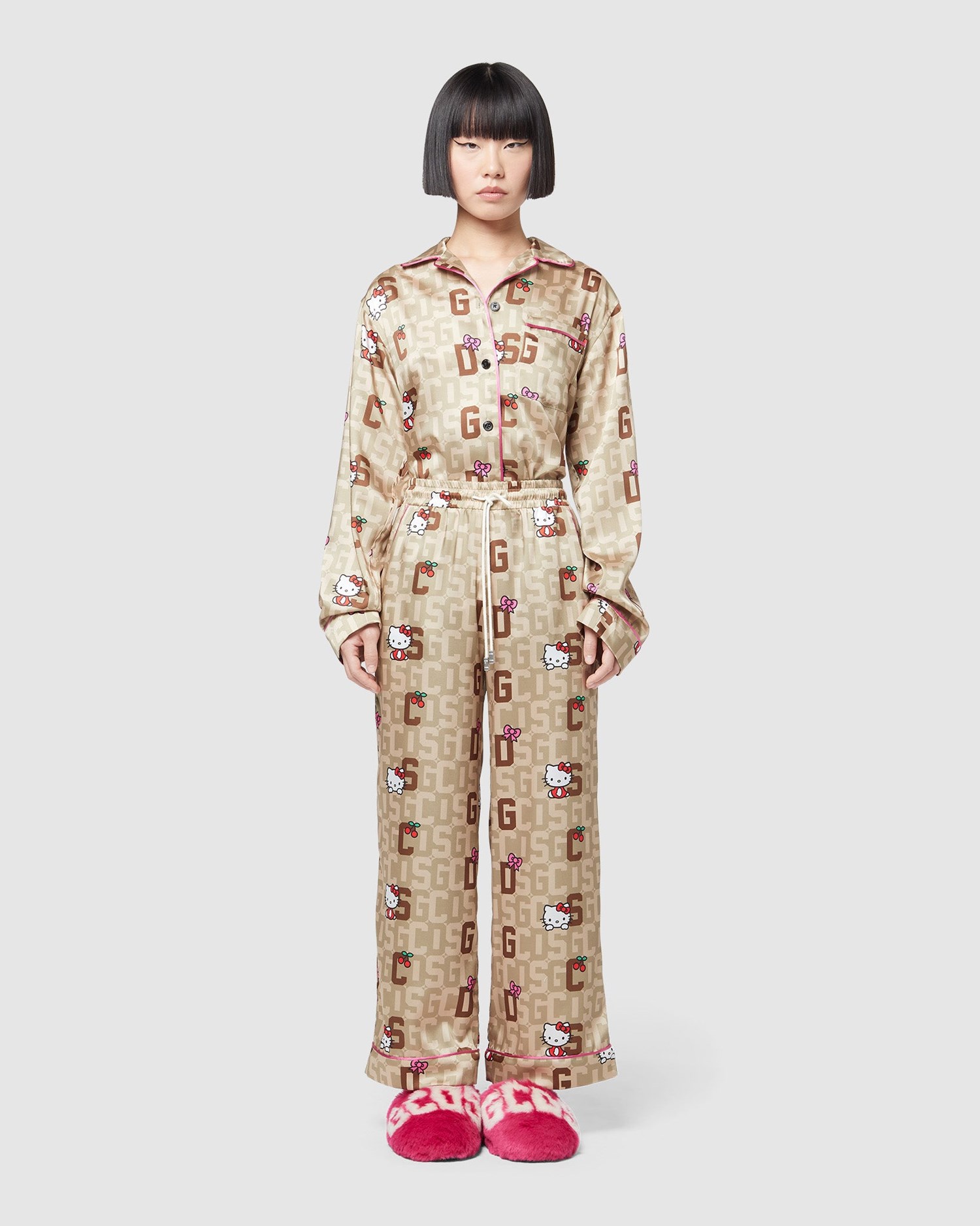 Sous Vêtement GCDS Hello Kitty Monogram Pajama Trousers Femme Marron | 214865-PVT
