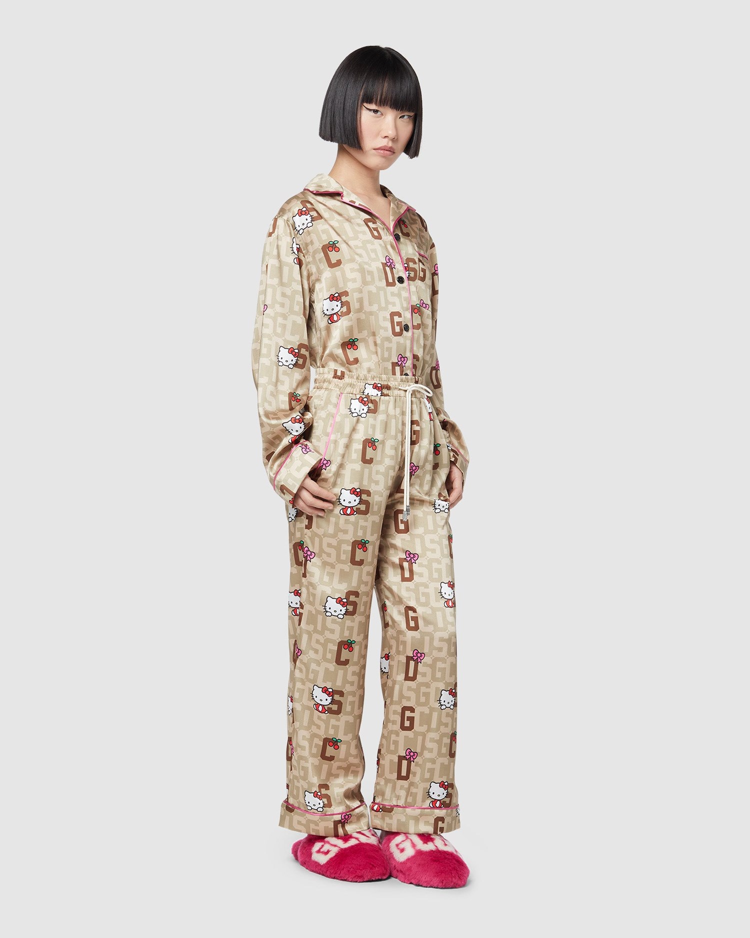 Sous Vêtement GCDS Hello Kitty Monogram Pajama Trousers Femme Marron | 214865-PVT