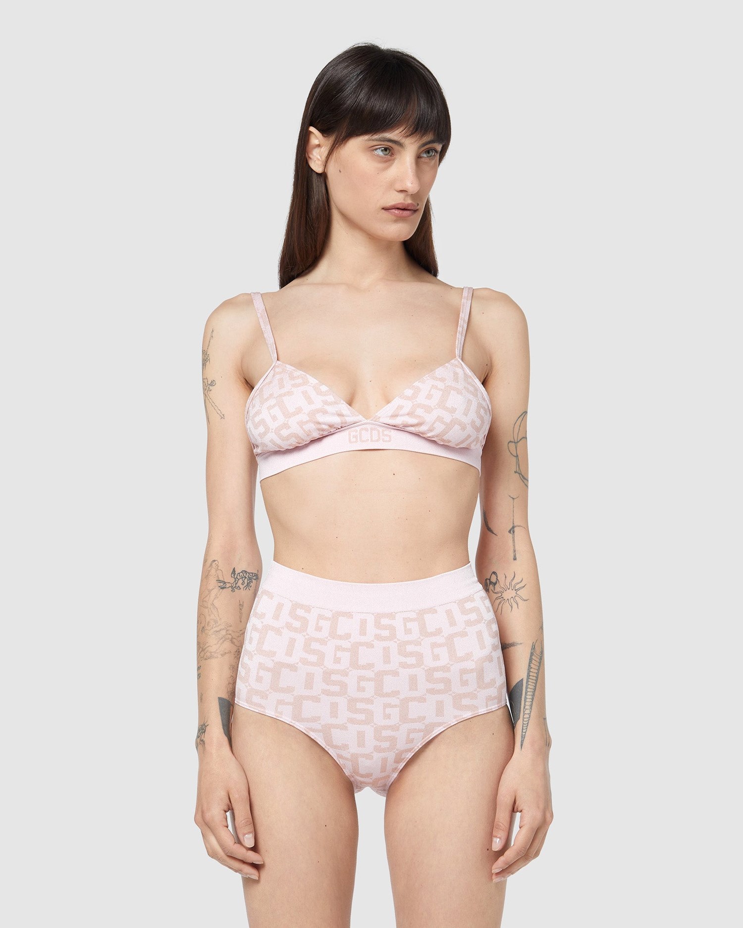 Sous Vêtement GCDS Wolford Monogram Triangle Top Sans Manches Femme Rose | 352679-DAS