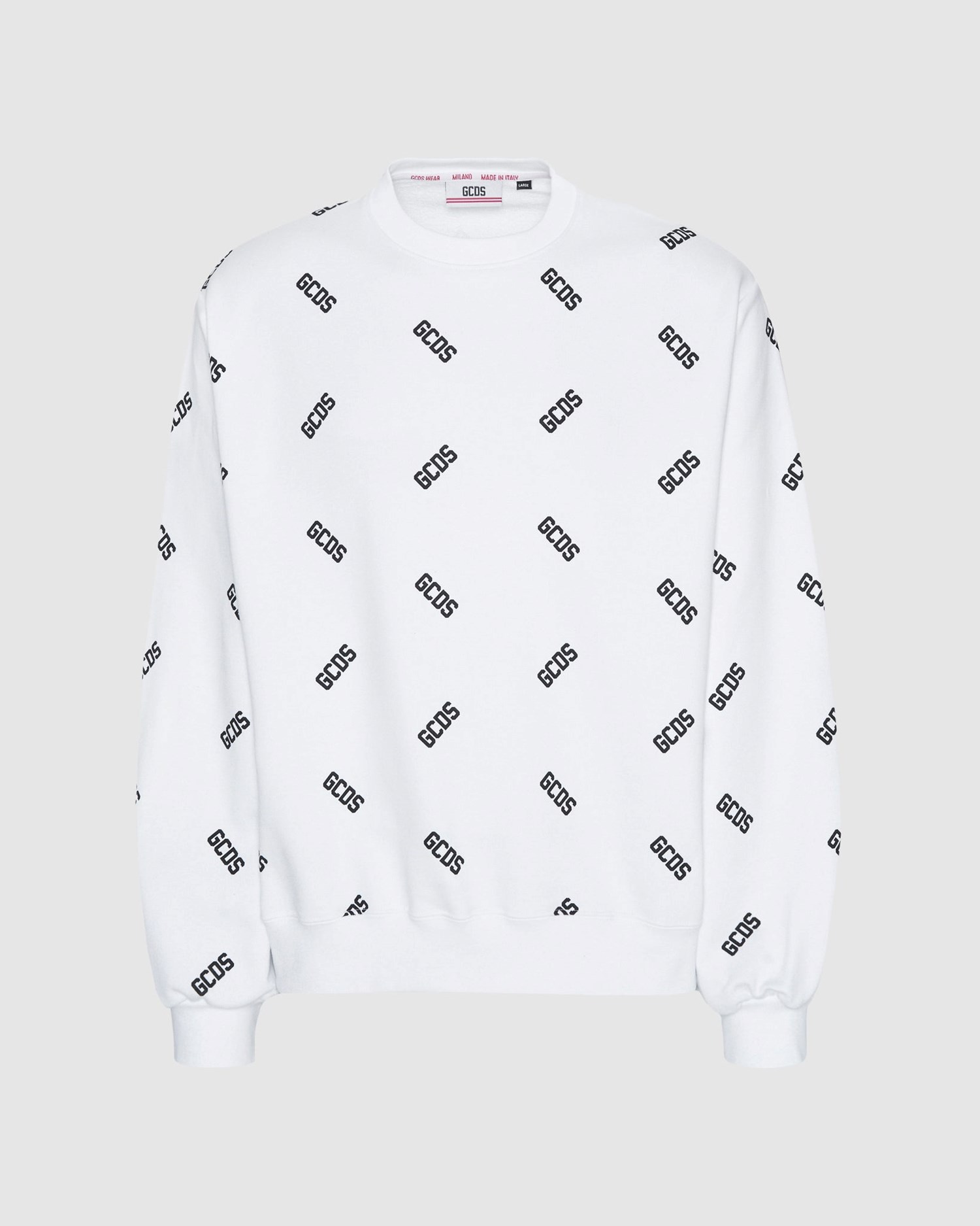 Sweat À Capuche GCDS All-over Logo Crewneck Homme Blanche | 164702-MLV