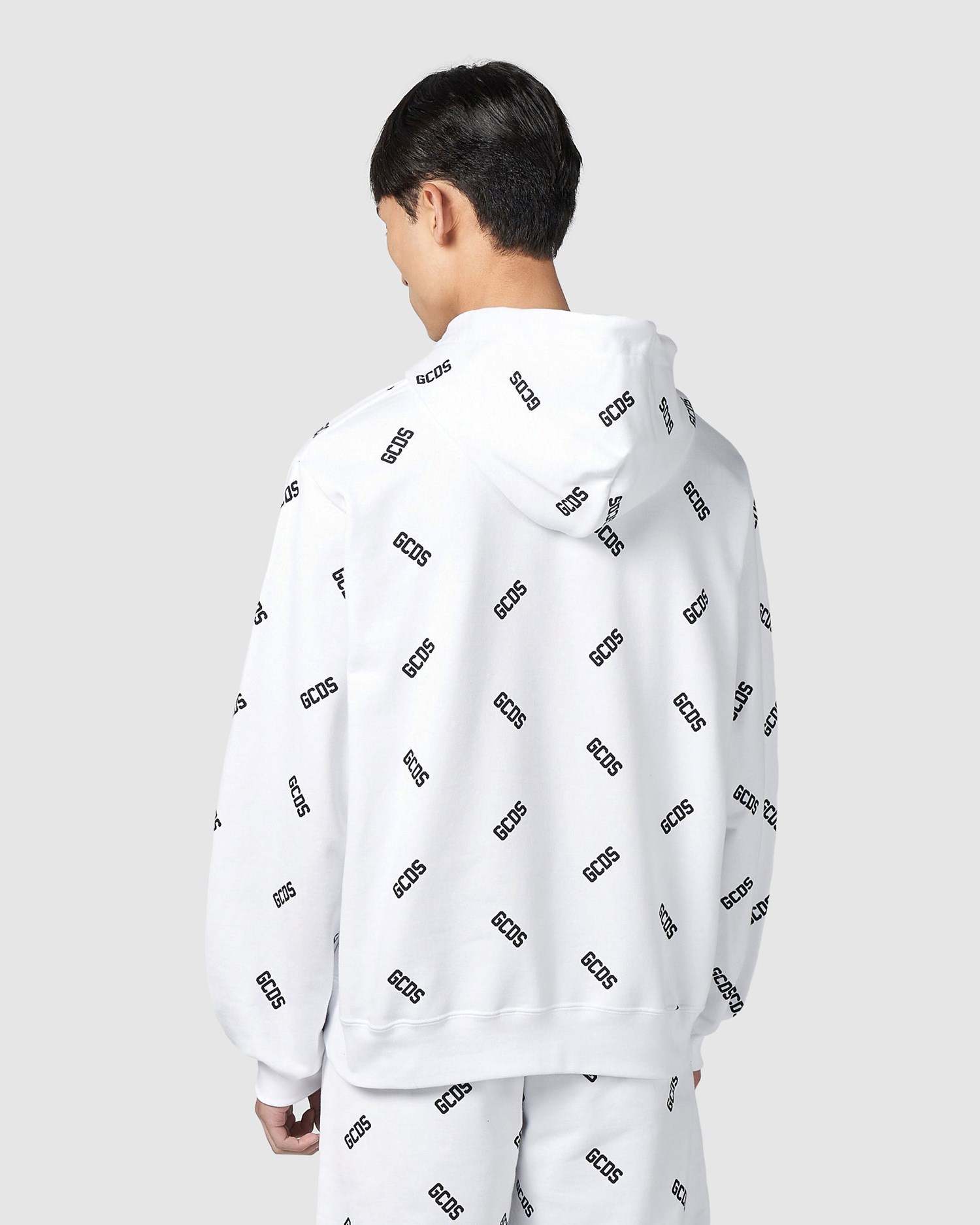 Sweat À Capuche GCDS All-over Logo Hoodie Homme Blanche | 082567-WQK