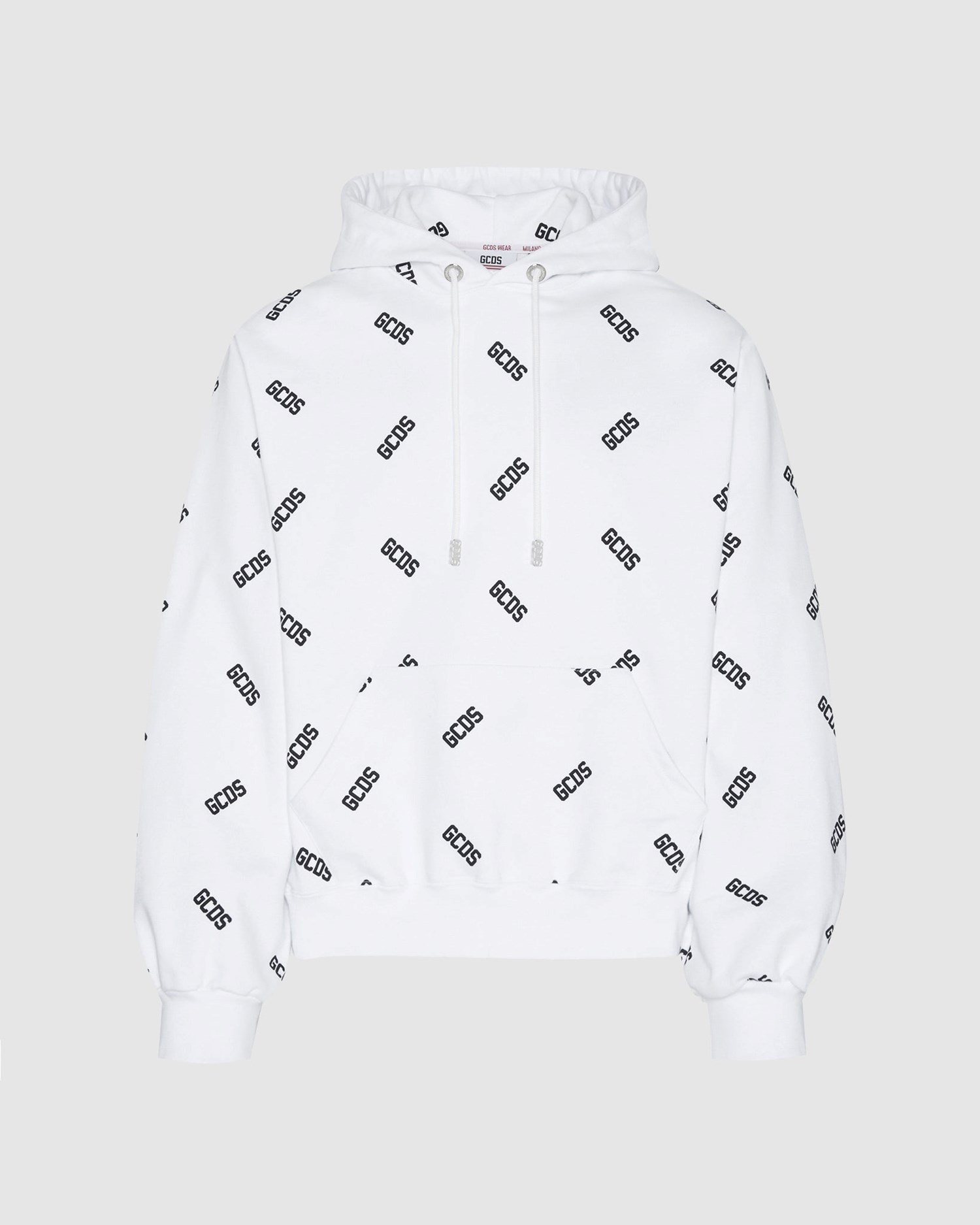 Sweat À Capuche GCDS All-over Logo Hoodie Homme Blanche | 082567-WQK
