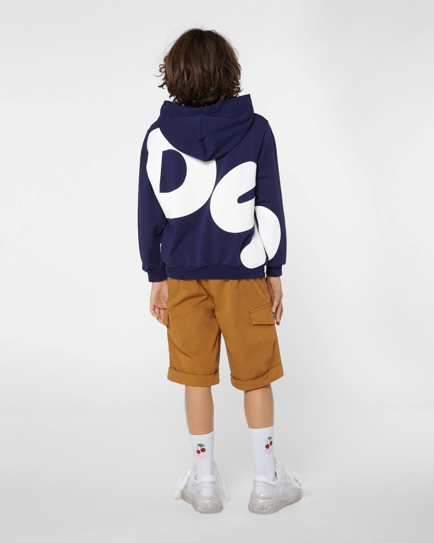 Sweat À Capuche GCDS Andy Logo Hoodie Enfant Bleu Foncé | 207536-GEB