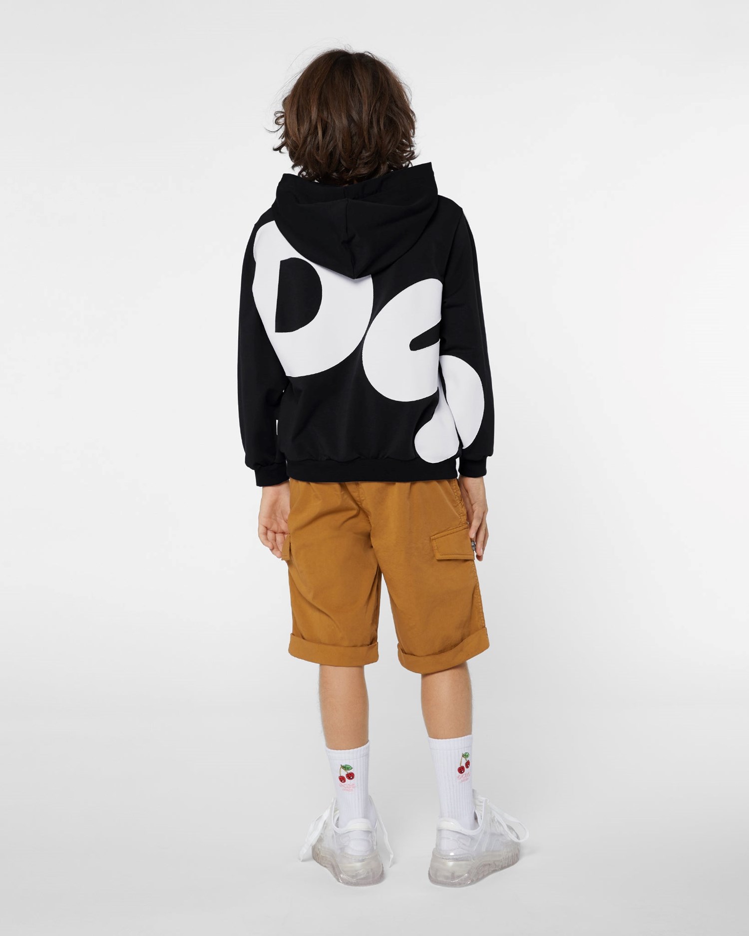 Sweat À Capuche GCDS Andy Logo Hoodie Enfant Noir | 690873-ZEA