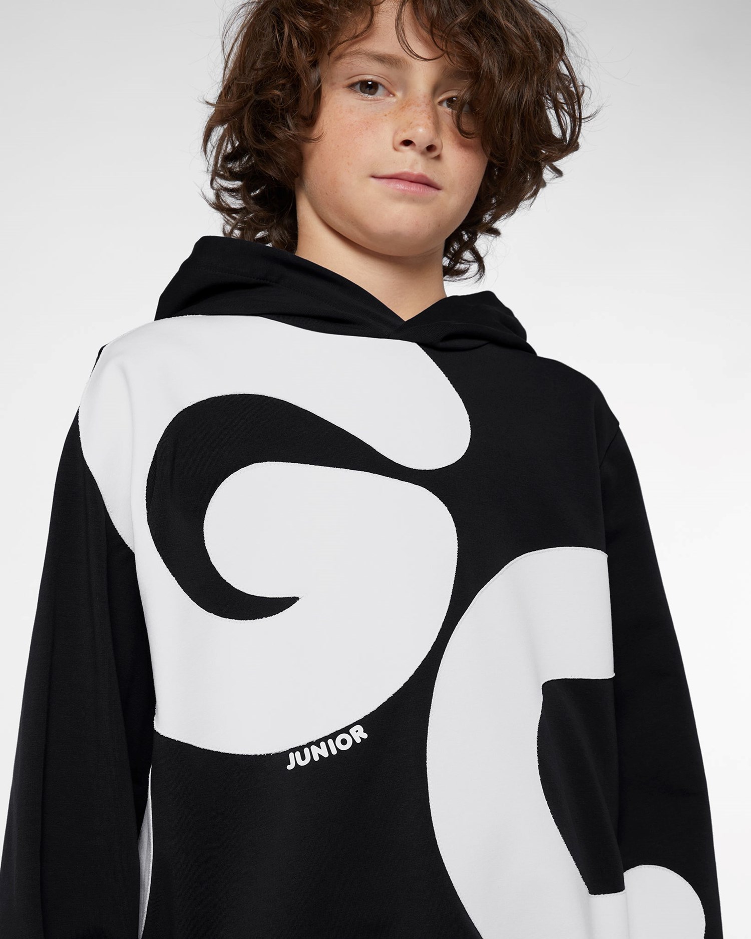 Sweat À Capuche GCDS Andy Logo Hoodie Enfant Noir | 690873-ZEA