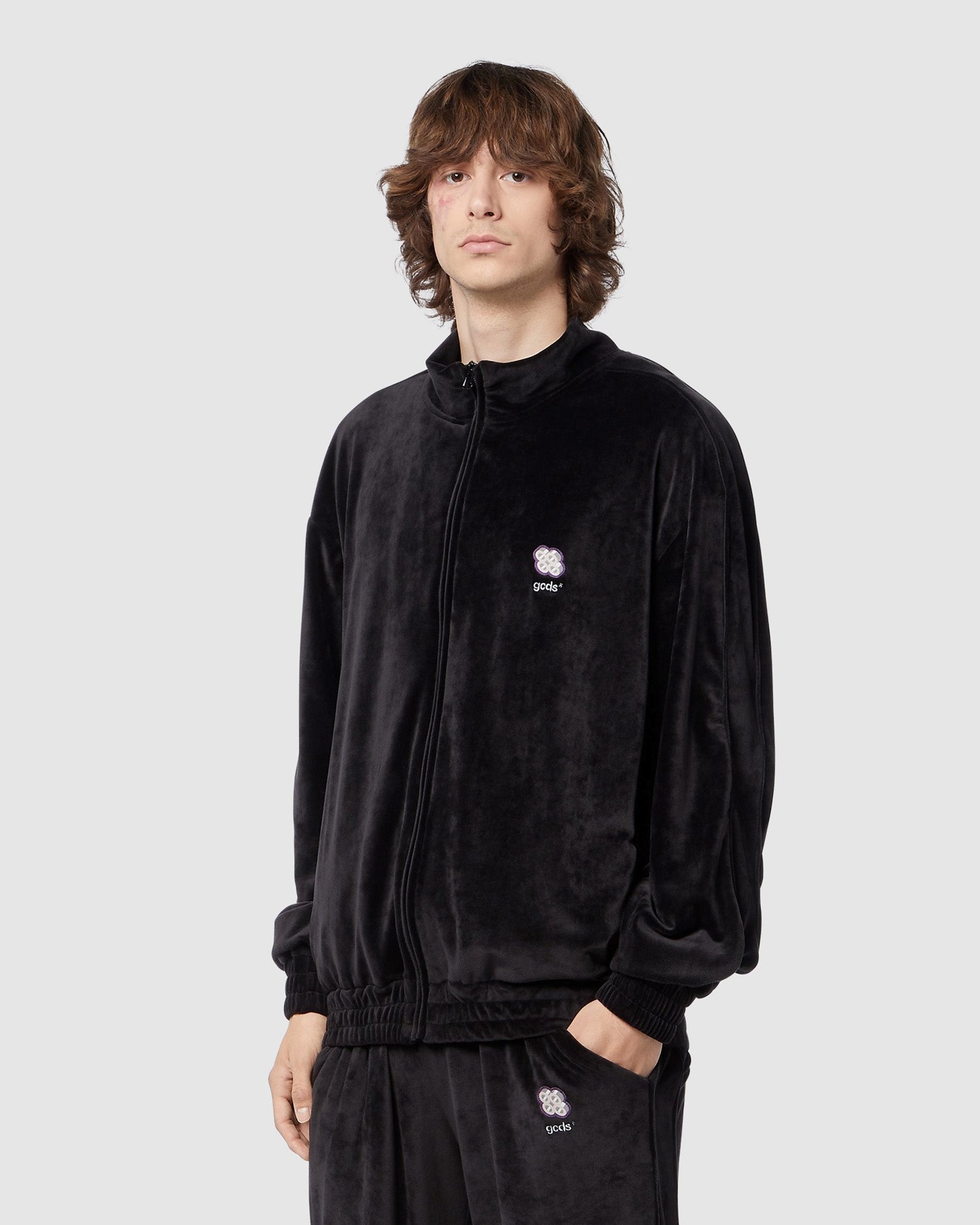Sweat À Capuche GCDS Bliss Logo Velvet Piste Top Homme Noir | 260934-YOW