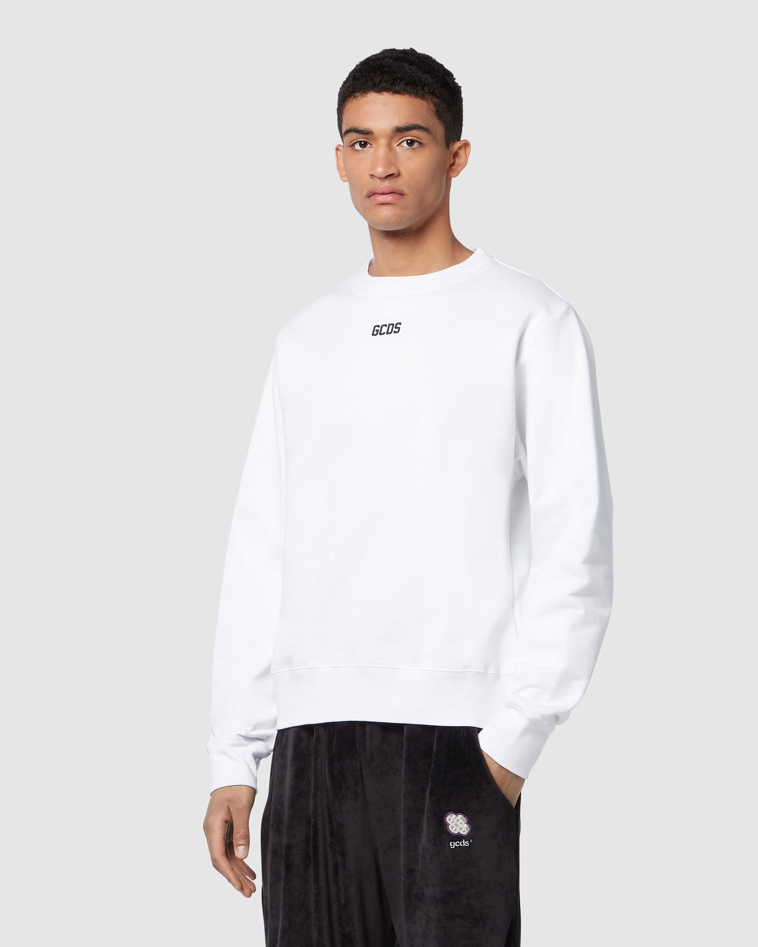 Sweat À Capuche GCDS Eco Logo Regular Crewneck Homme Blanche | 709458-SRG