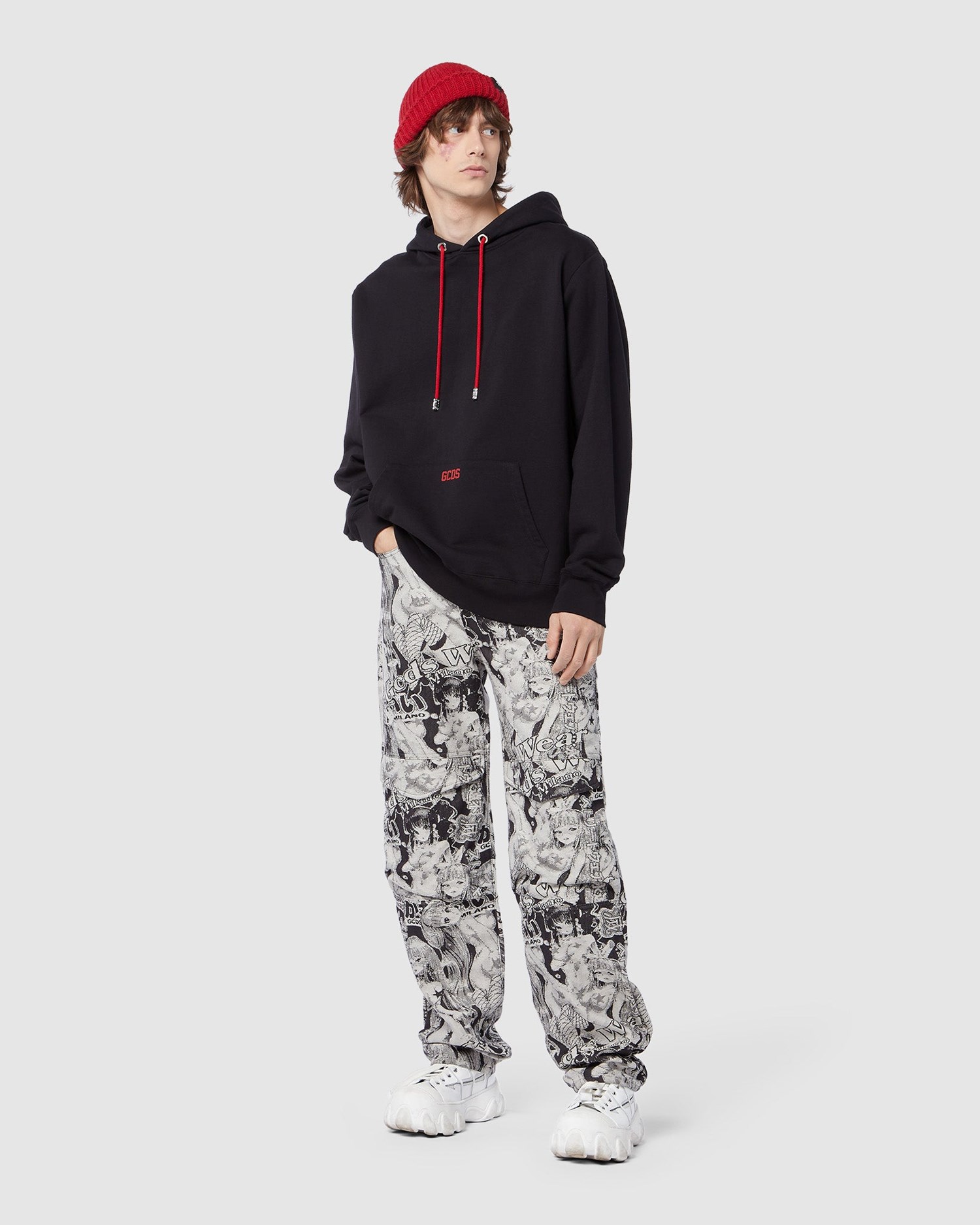 Sweat À Capuche GCDS Eco Logo Regular Hoodie Homme Noir | 451076-AKZ