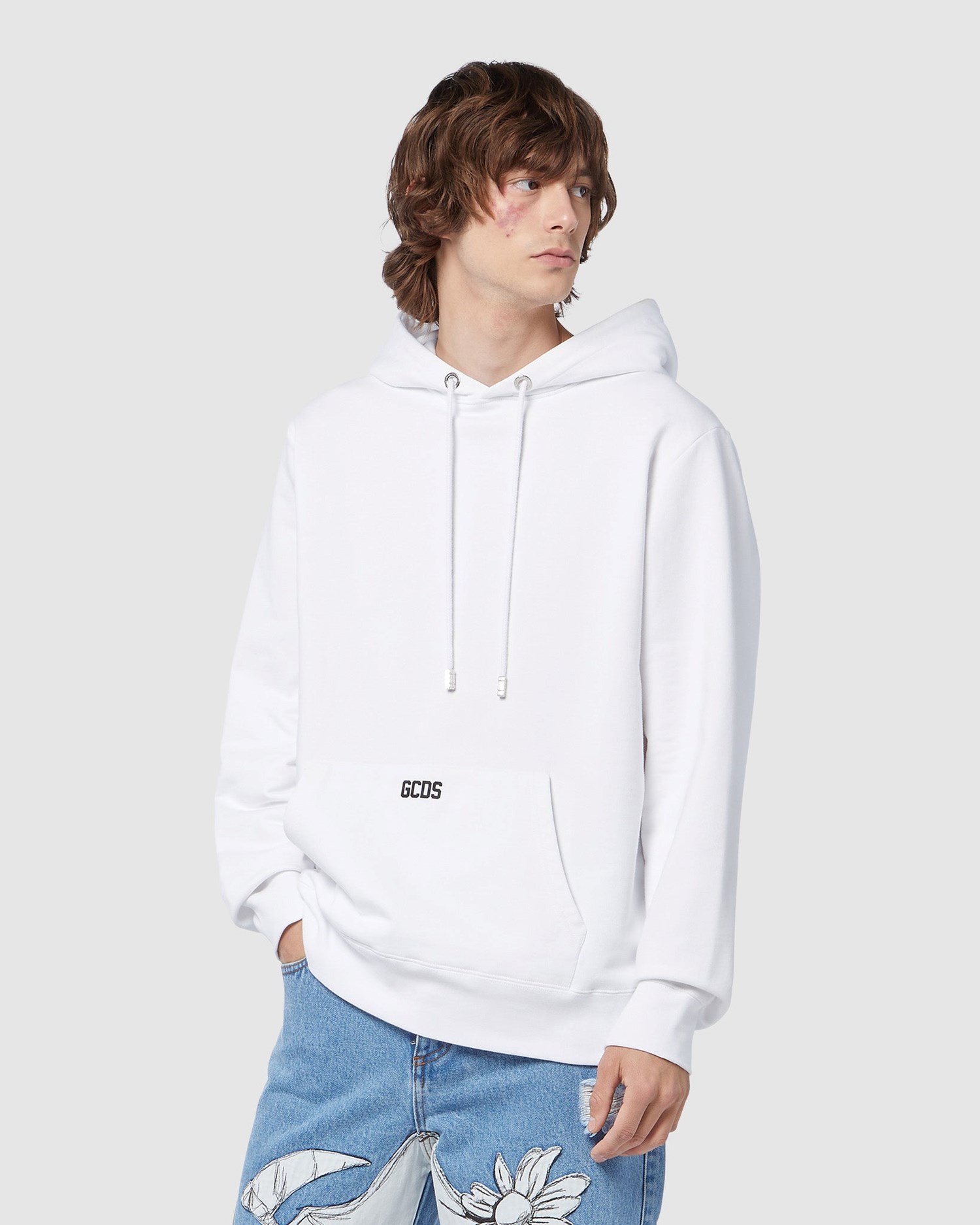 Sweat À Capuche GCDS Eco Logo Regular Hoodie Homme Blanche | 604983-TDK