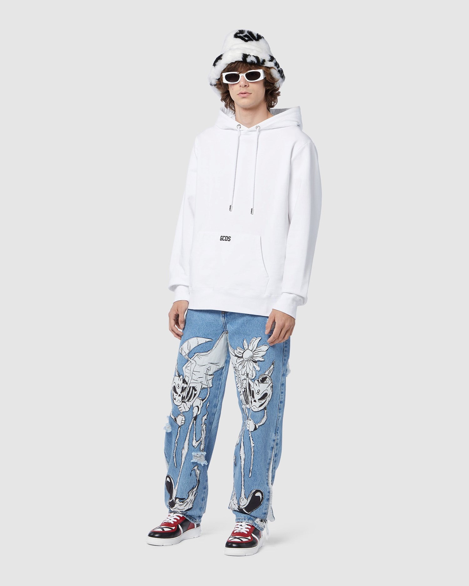 Sweat À Capuche GCDS Eco Logo Regular Hoodie Homme Blanche | 604983-TDK