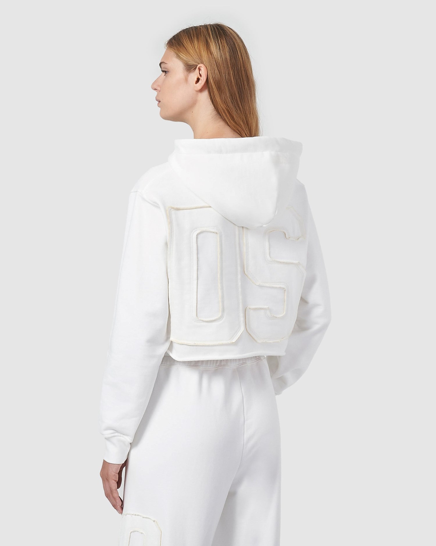 Sweat À Capuche GCDS Embroidered Gcds Logo Crop Hoodie Femme Blanche Foncé | 219835-YRL