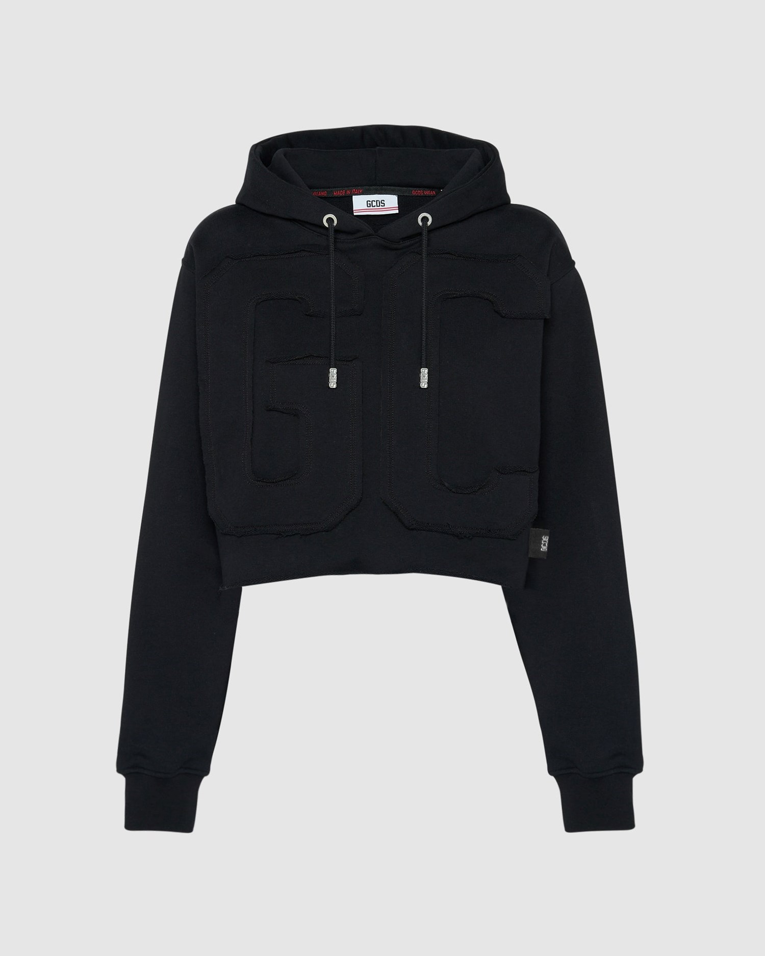 Sweat À Capuche GCDS Embroidered Gcds Logo Crop Hoodie Femme Noir | 269510-GMZ