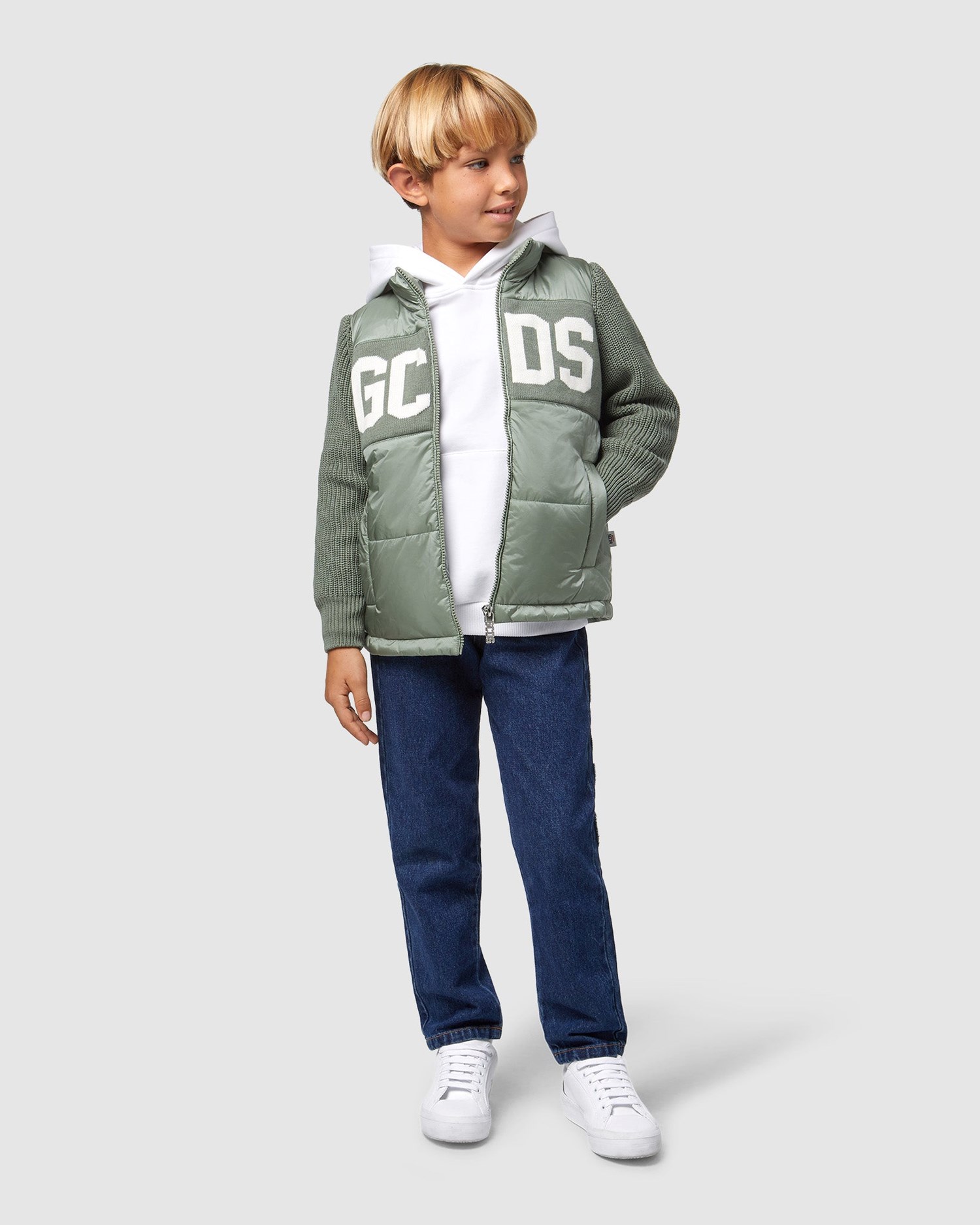 Sweat À Capuche GCDS Bliss Logo Hoodie Enfant Blanche | 176542-WPS