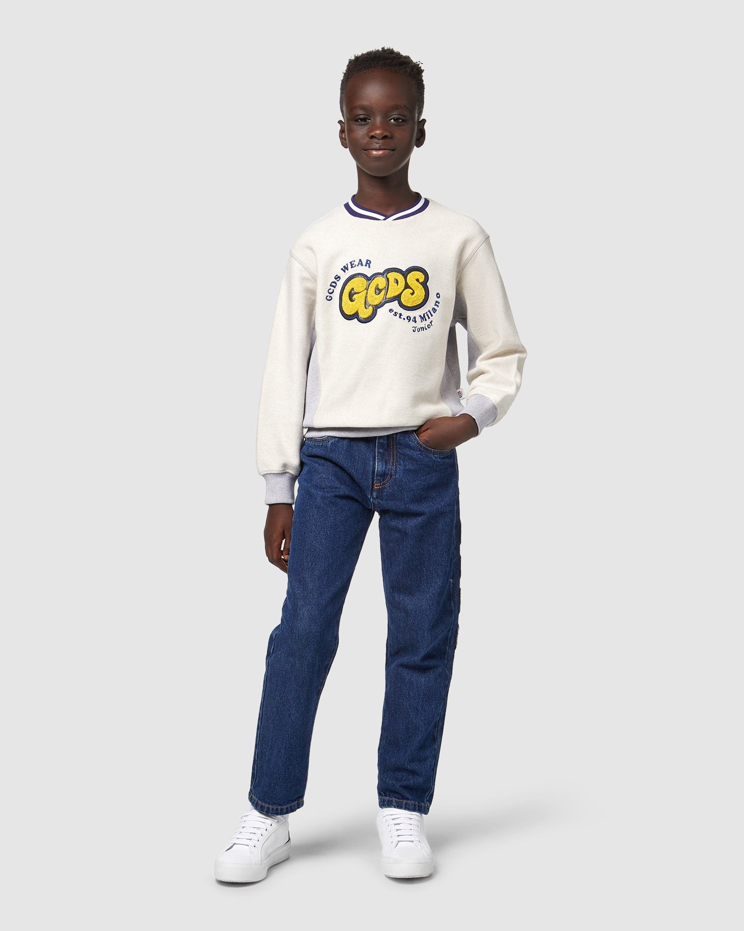 Sweat À Capuche GCDS Crewneck Enfant Grise | 175892-ISY