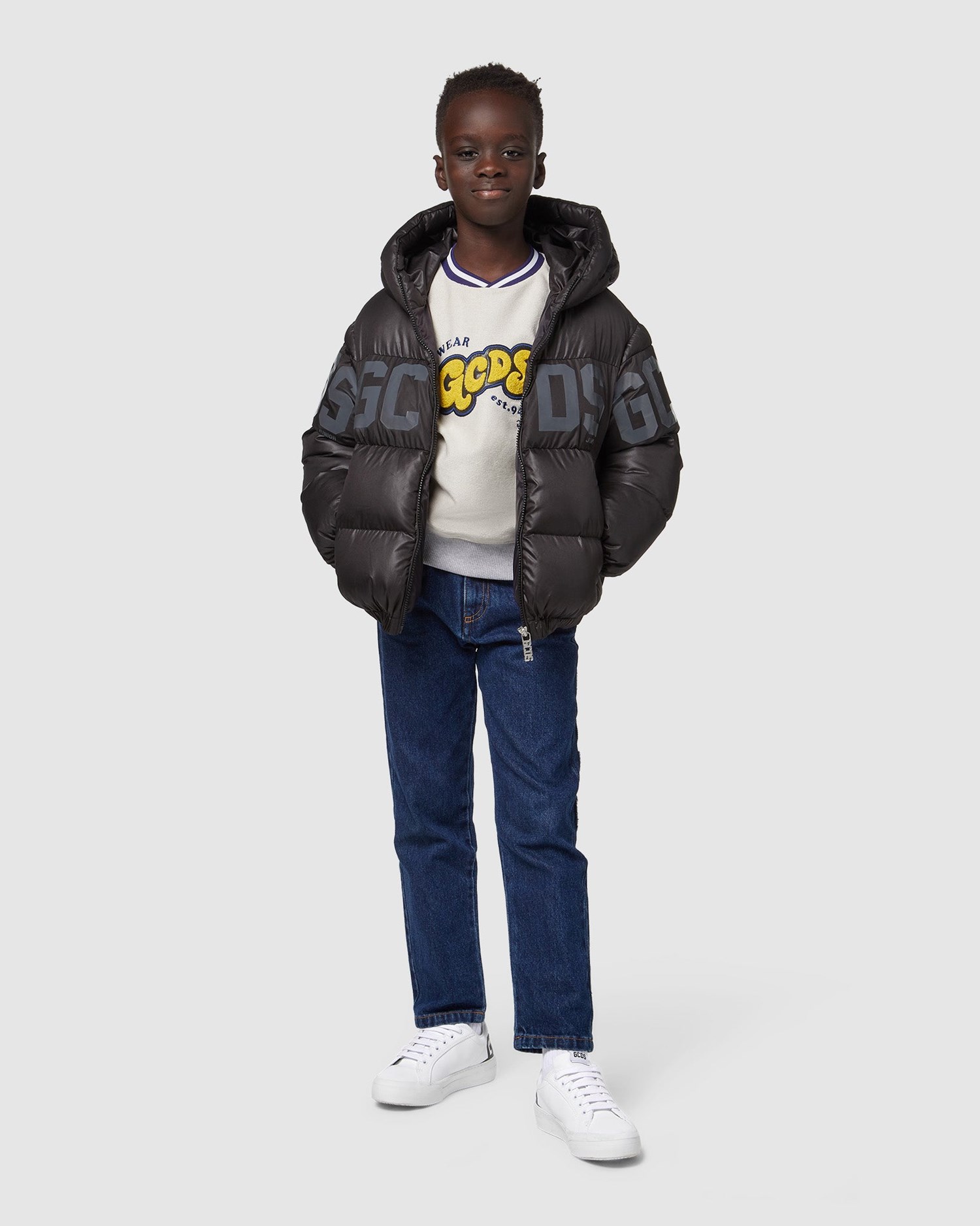 Sweat À Capuche GCDS Crewneck Enfant Grise | 175892-ISY