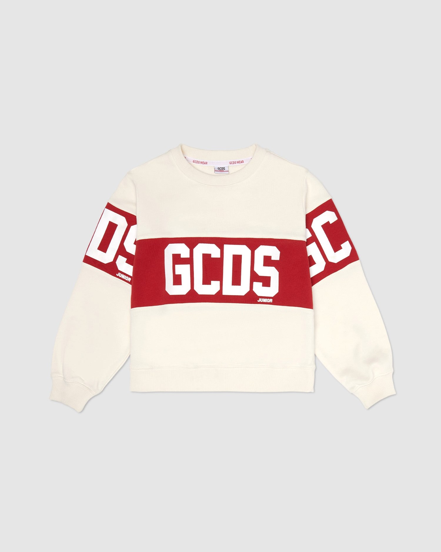 Sweat À Capuche GCDS Logo Band Crewneck Enfant Grise | 365812-MAZ