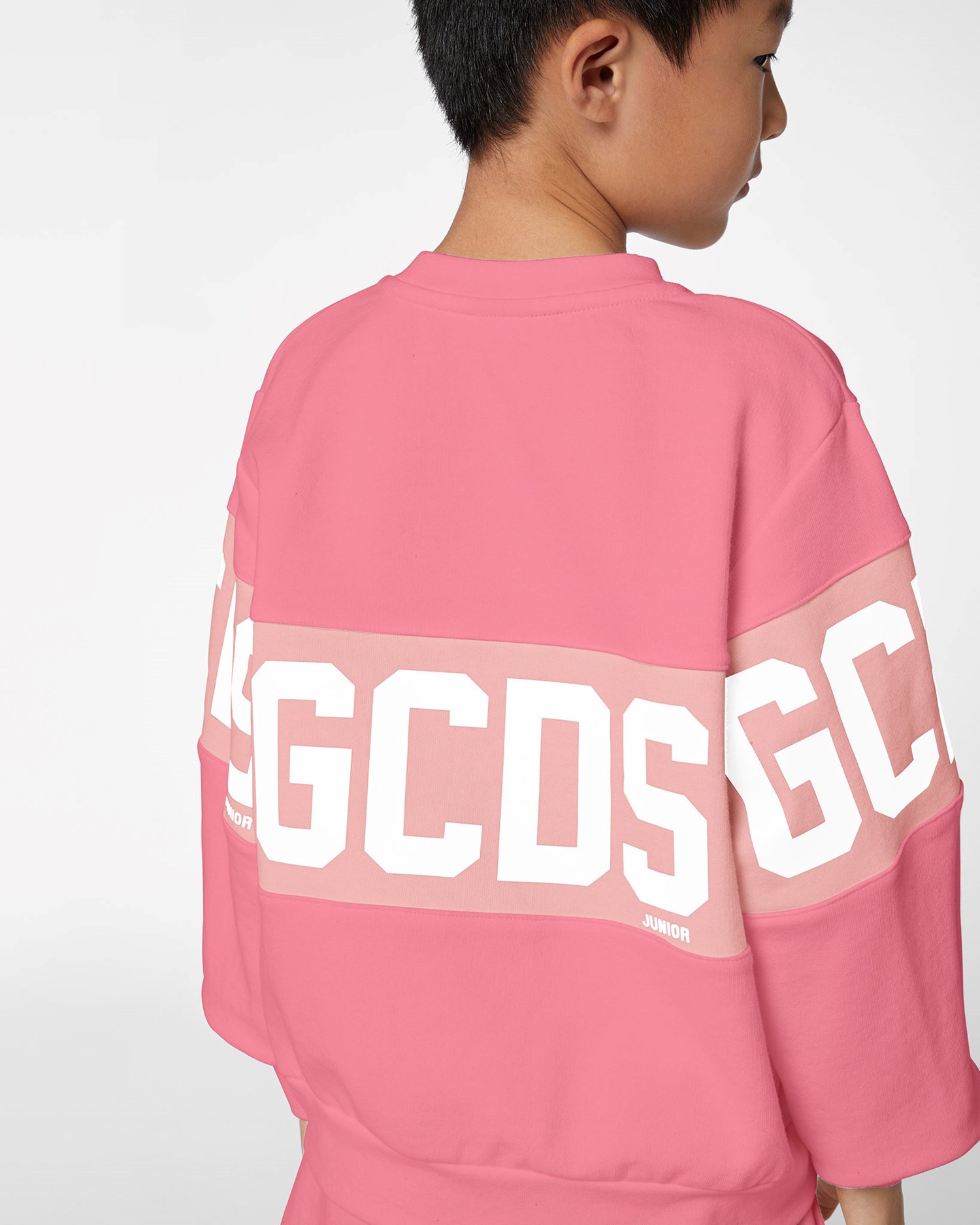Sweat À Capuche GCDS Logo Band Crewneck Enfant Rose | 405137-VBZ