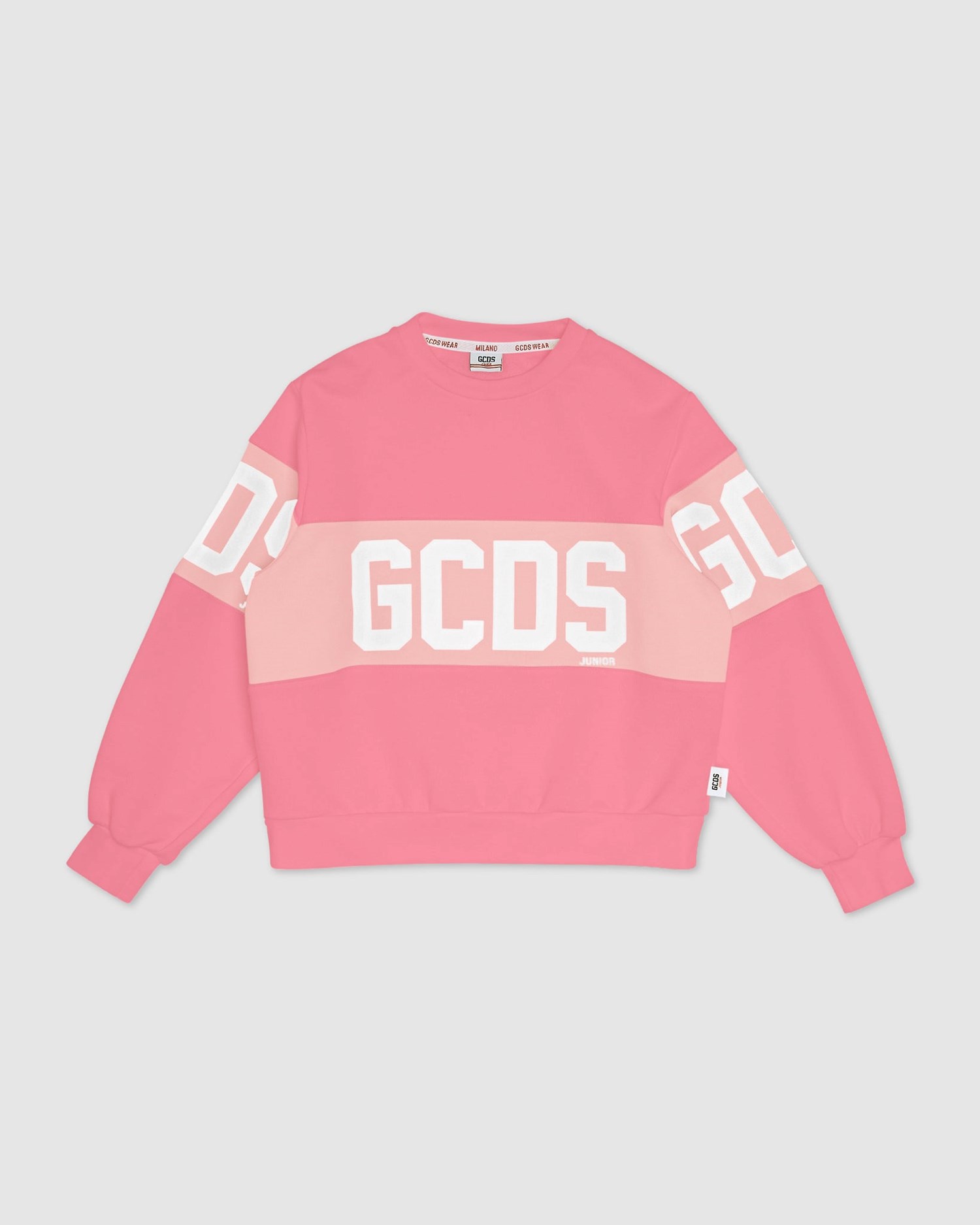 Sweat À Capuche GCDS Logo Band Crewneck Enfant Rose | 405137-VBZ