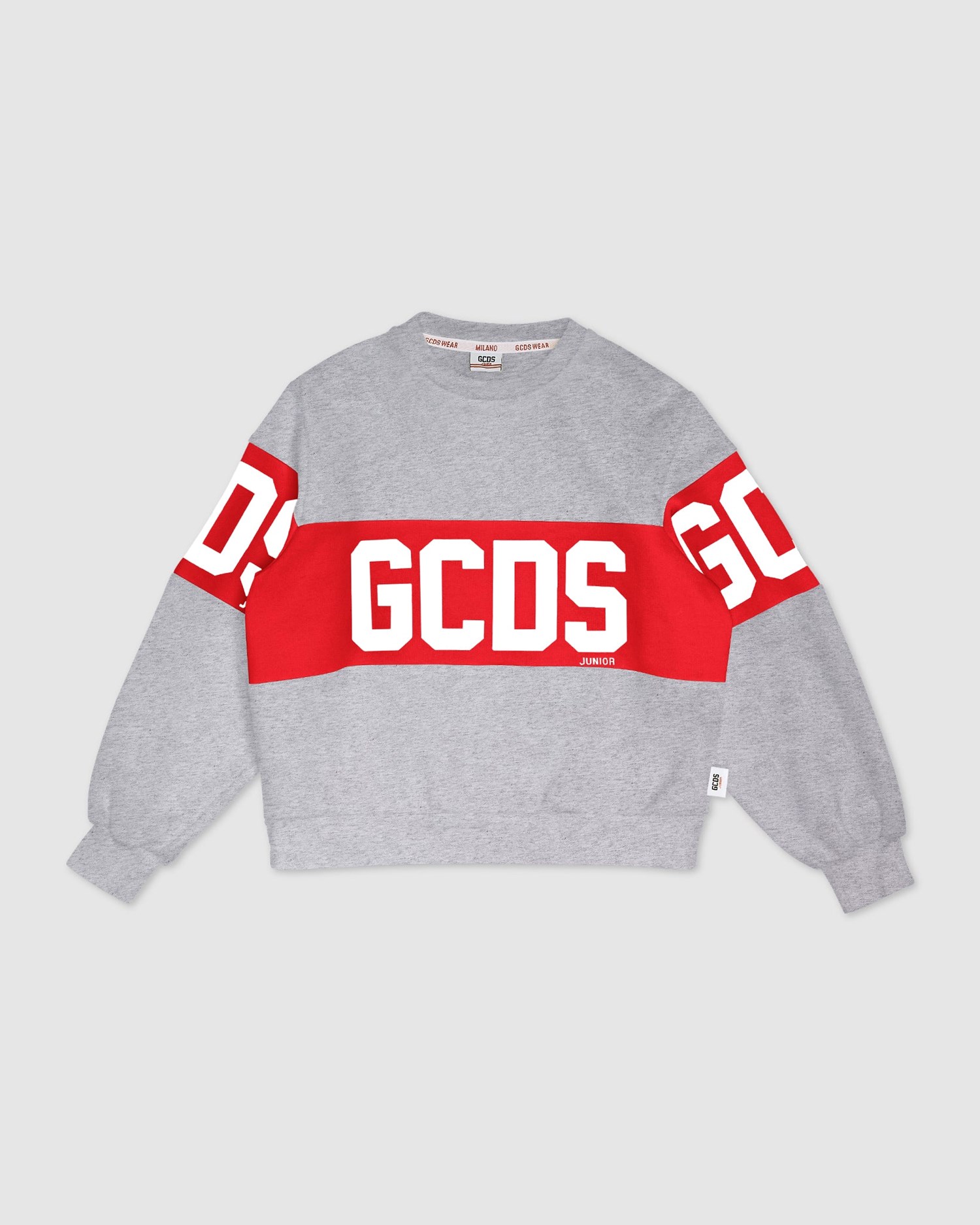 Sweat À Capuche GCDS Logo Band Crewneck Enfant Grise | 732415-EMT