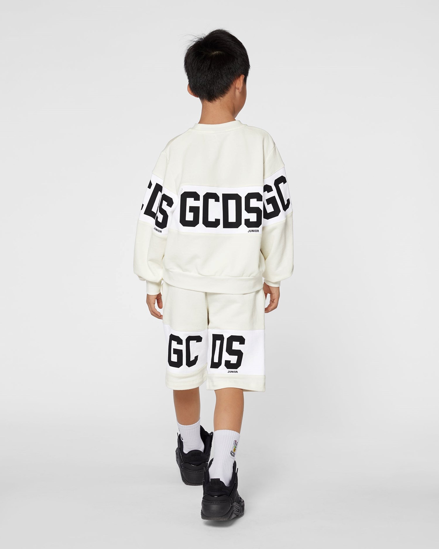 Sweat À Capuche GCDS Logo Band Crewneck Enfant Blanche | 751902-ILC