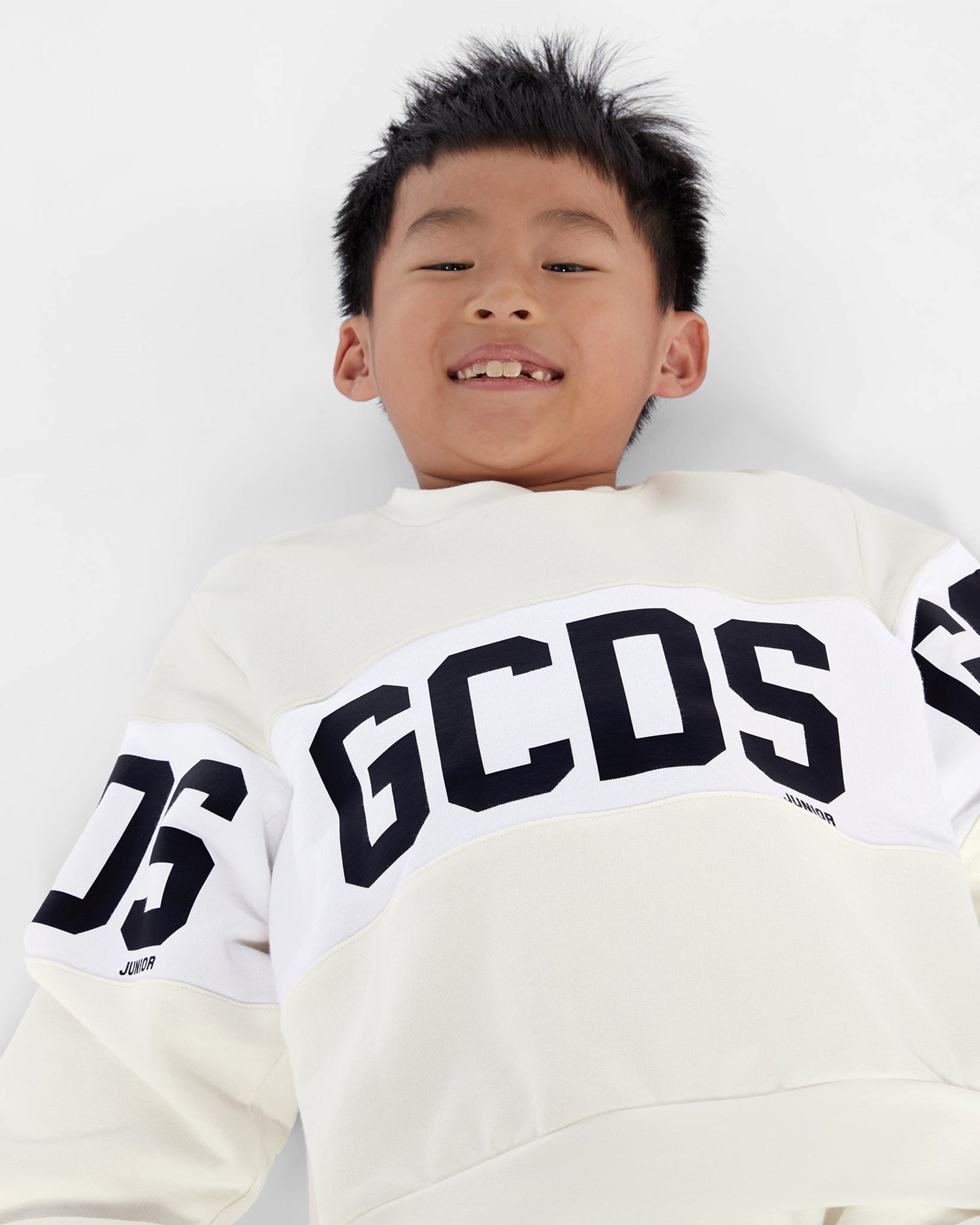 Sweat À Capuche GCDS Logo Band Crewneck Enfant Blanche | 751902-ILC