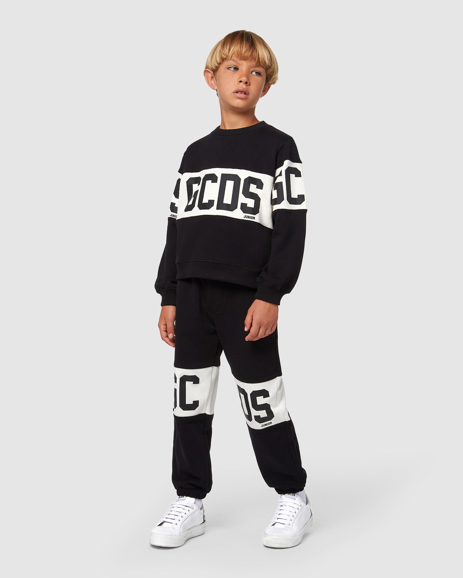 Sweat À Capuche GCDS Logo Band Crewneck Enfant Noir | 924650-SUN