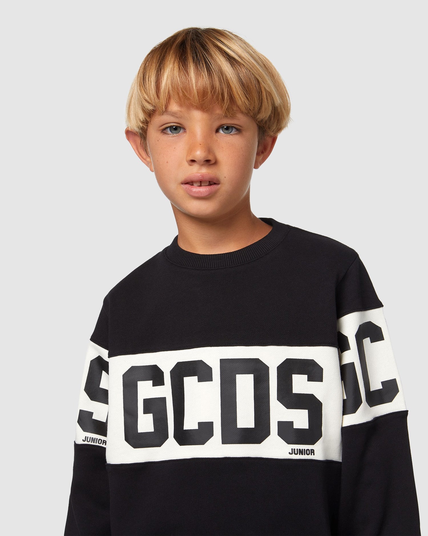 Sweat À Capuche GCDS Logo Band Crewneck Enfant Noir | 924650-SUN
