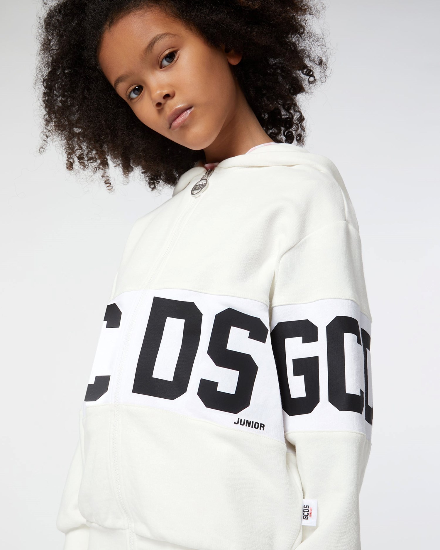 Sweat À Capuche GCDS Logo Band Hoodie Enfant Blanche | 059138-MZL