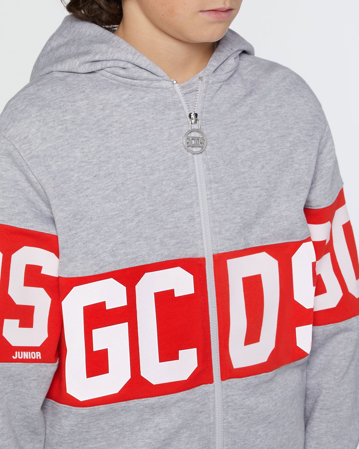 Sweat À Capuche GCDS Logo Band Hoodie Enfant Grise | 268470-PJX