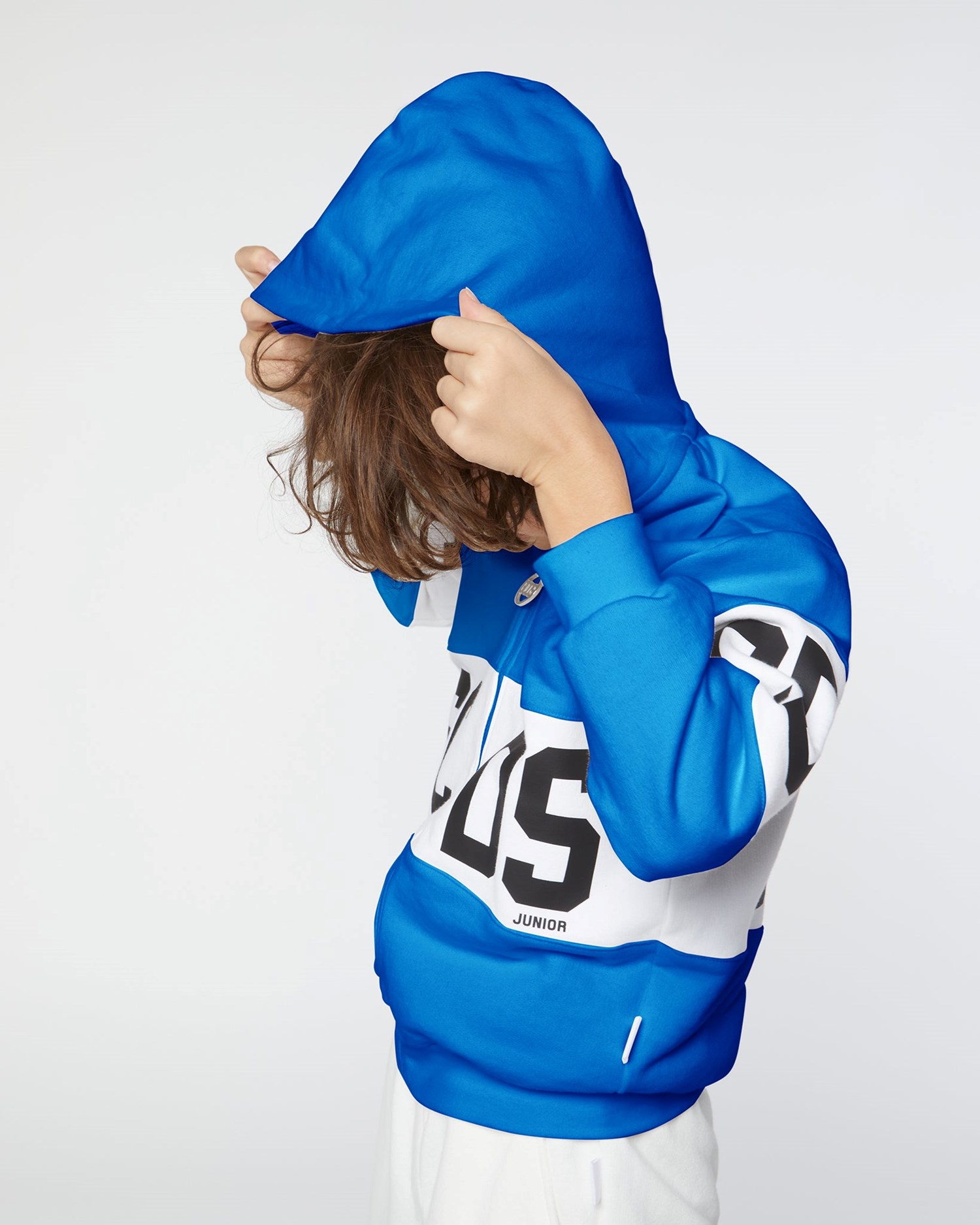 Sweat À Capuche GCDS Logo Band Hoodie Enfant Bleu | 591084-JRX
