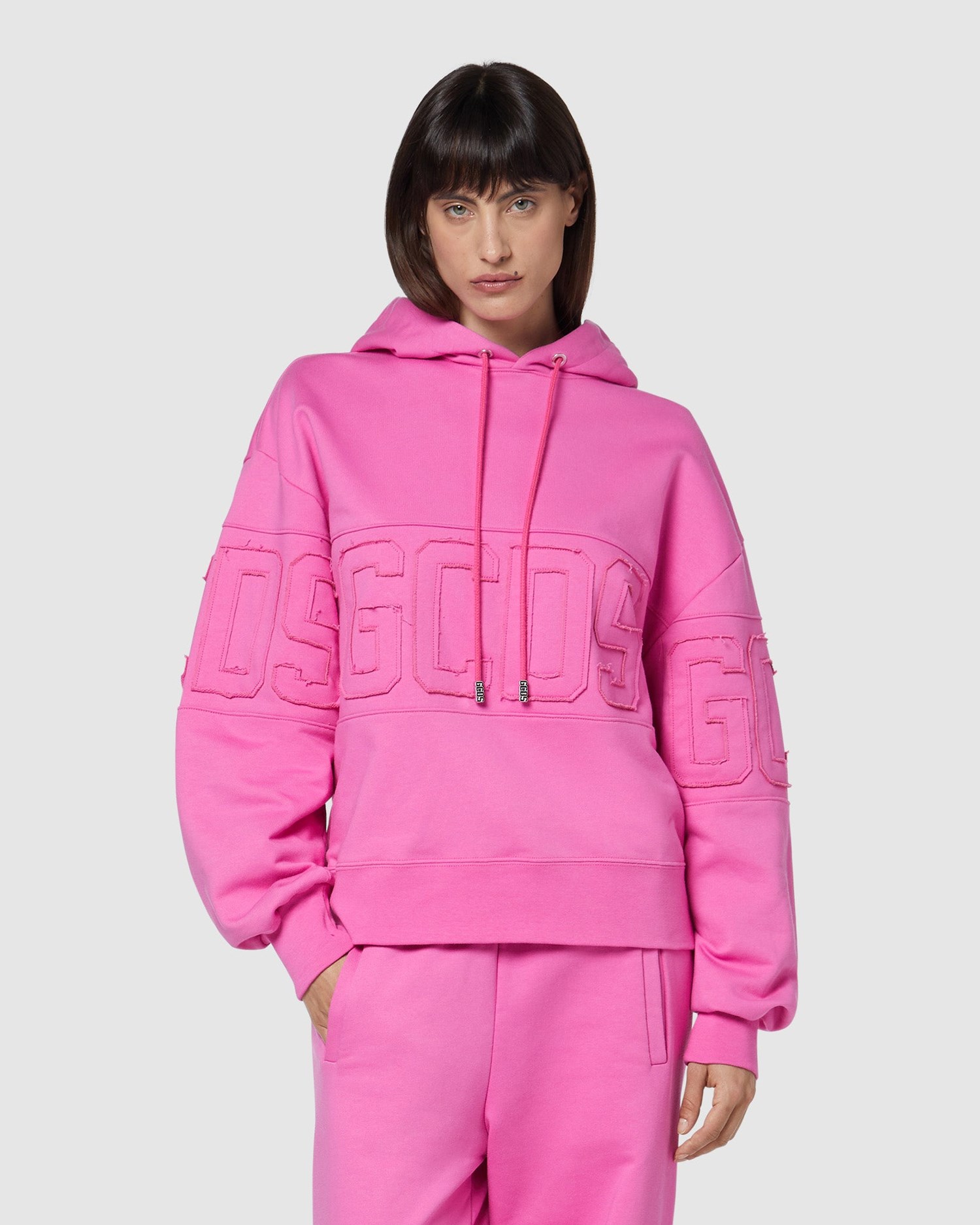 Sweat À Capuche GCDS Logo Band Oversized Hoodie Femme Fushia | 958460-ZAD