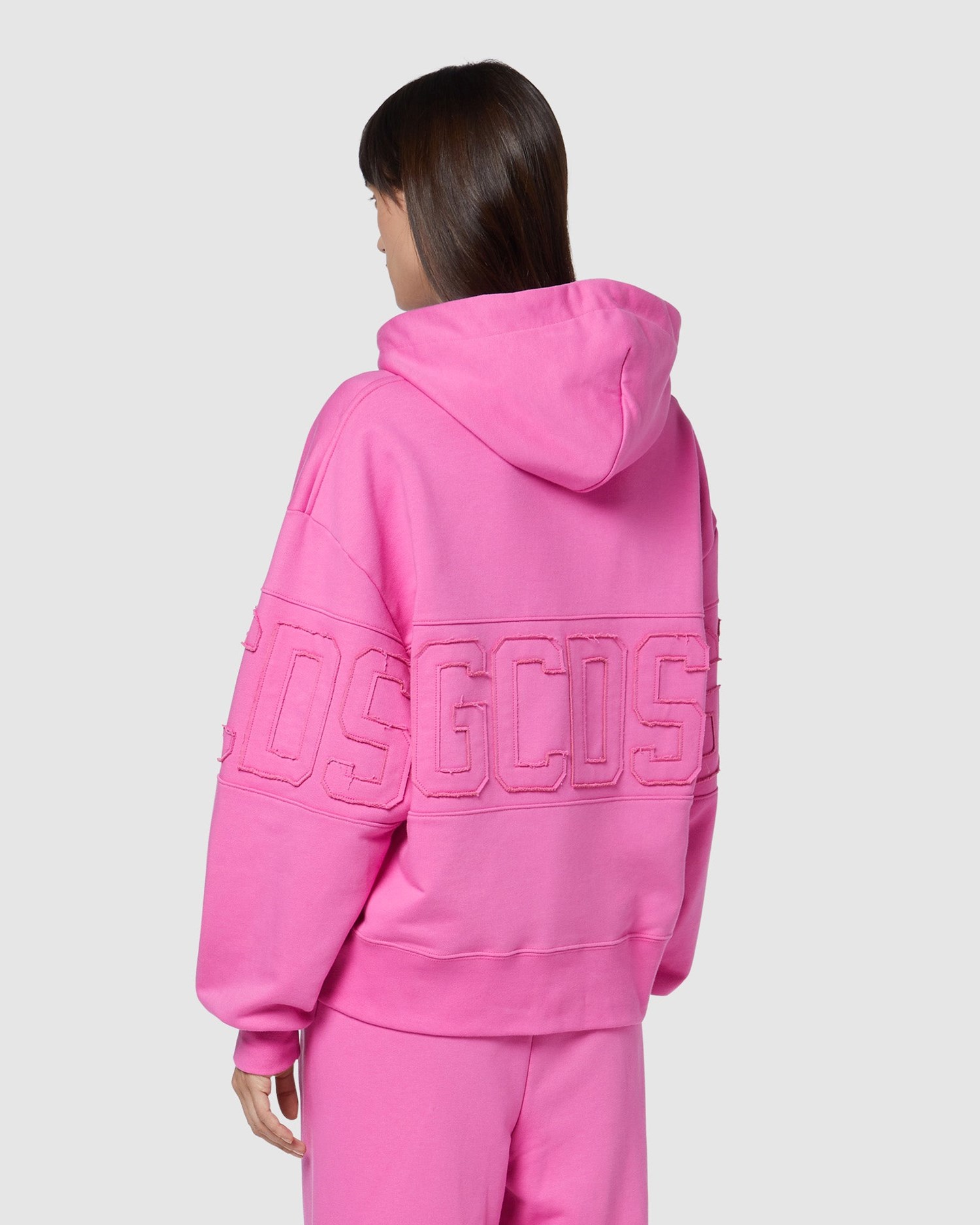 Sweat À Capuche GCDS Logo Band Oversized Hoodie Femme Fushia | 958460-ZAD