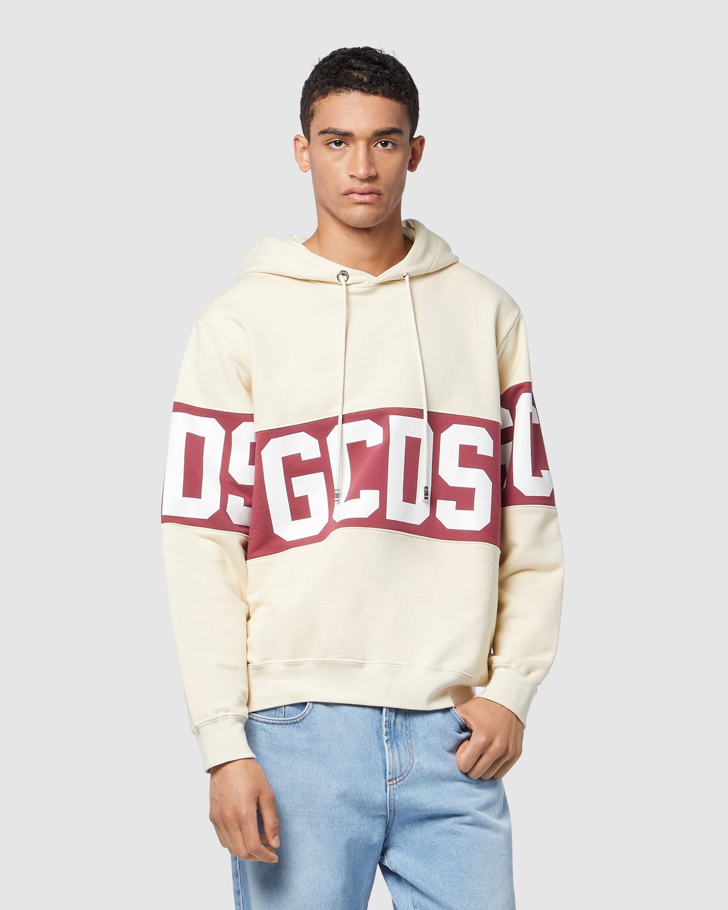 Sweat À Capuche GCDS Logo Band Regular Hoodie Homme Noir | 087426-ALD