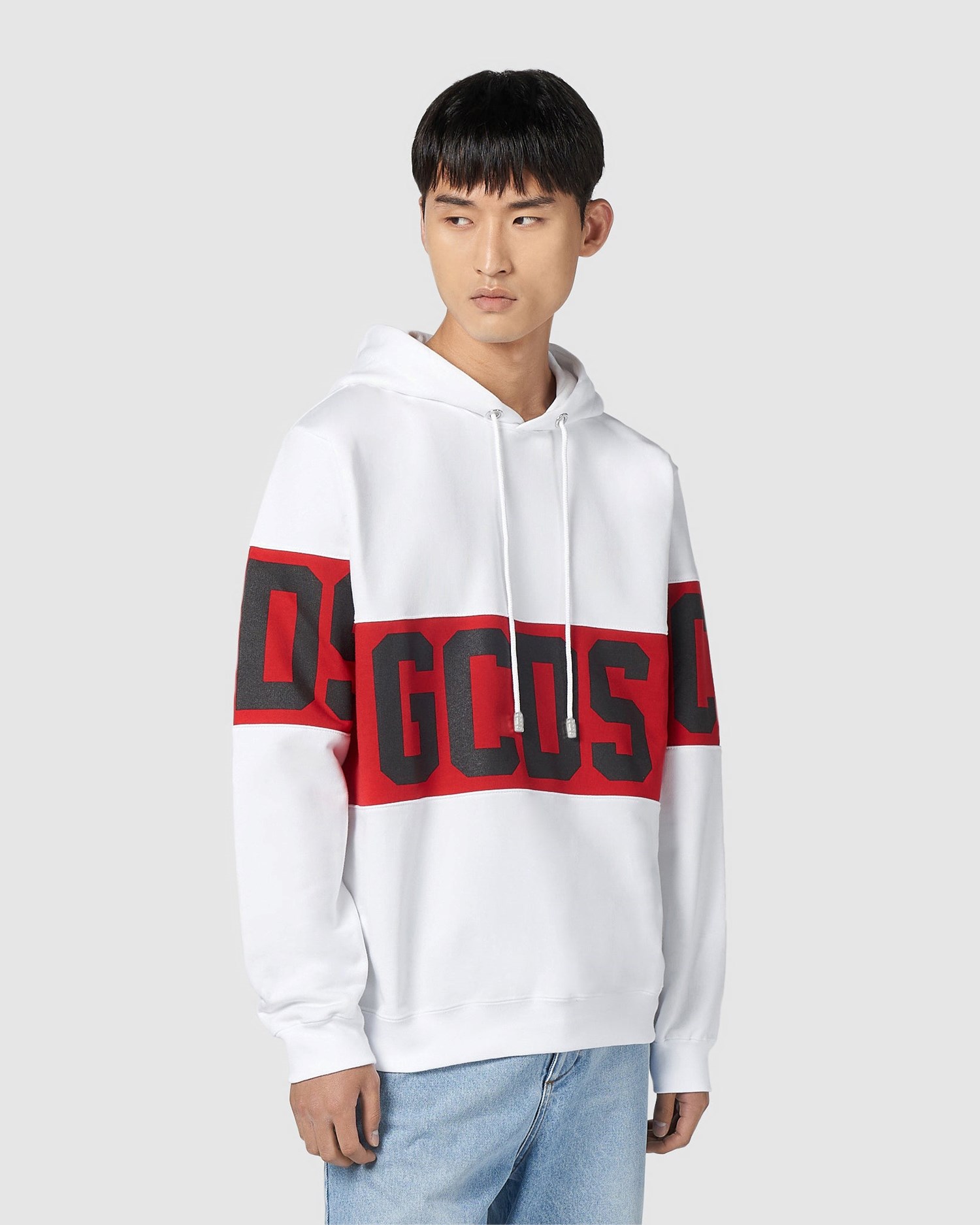 Sweat À Capuche GCDS Logo Band Regular Hoodie Homme Noir | 087426-ALD