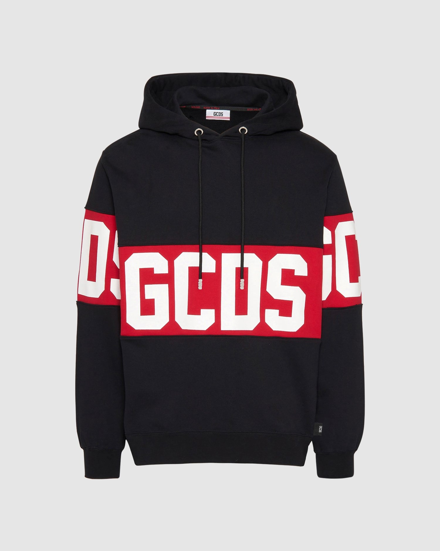 Sweat À Capuche GCDS Logo Band Regular Hoodie Homme Noir | 087426-ALD