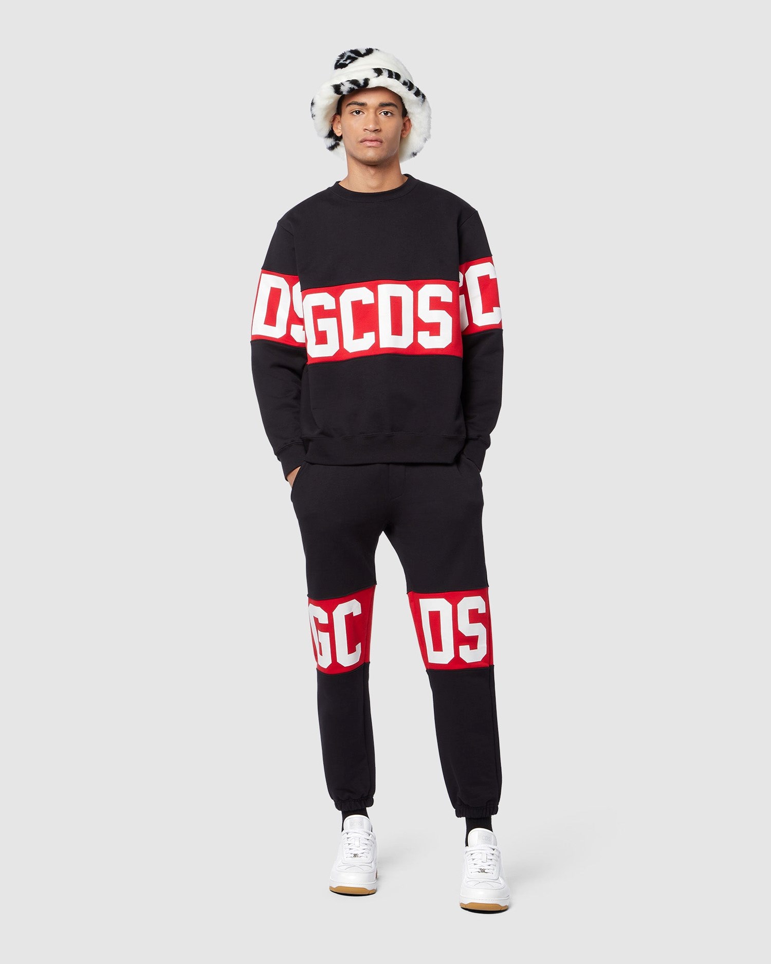 Sweat À Capuche GCDS Logo Band Regular Crewneck Homme Noir | 291653-UOB