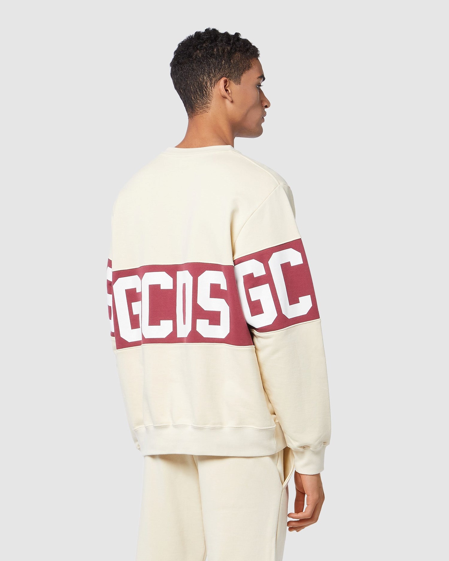 Sweat À Capuche GCDS Logo Band Regular Crewneck Homme Bordeaux | 629830-DXJ