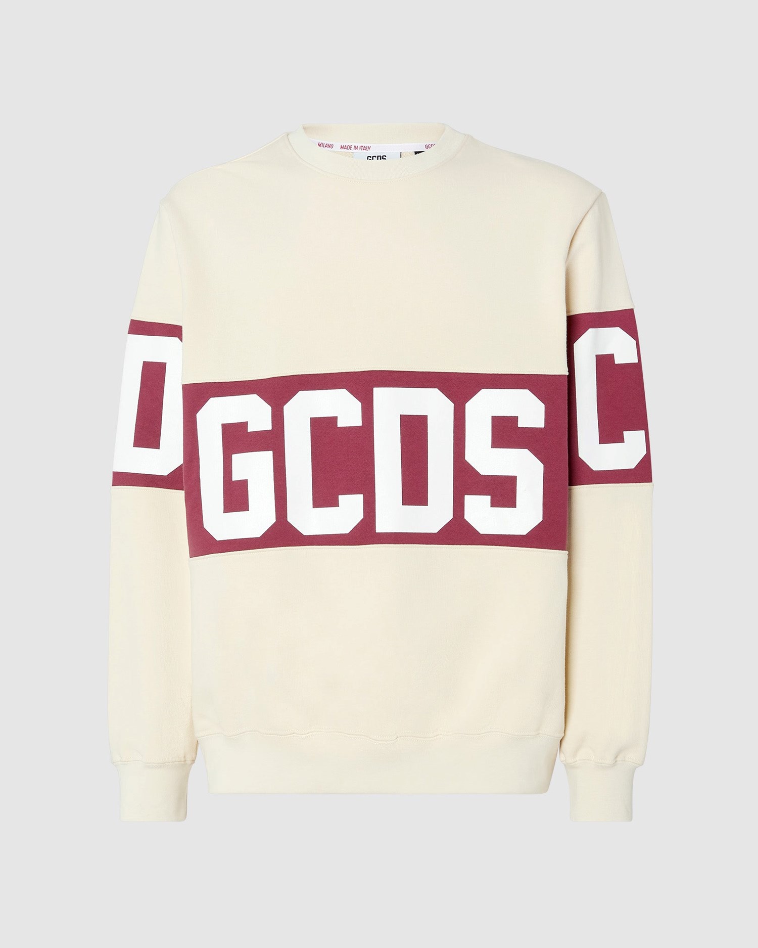 Sweat À Capuche GCDS Logo Band Regular Crewneck Homme Bordeaux | 629830-DXJ