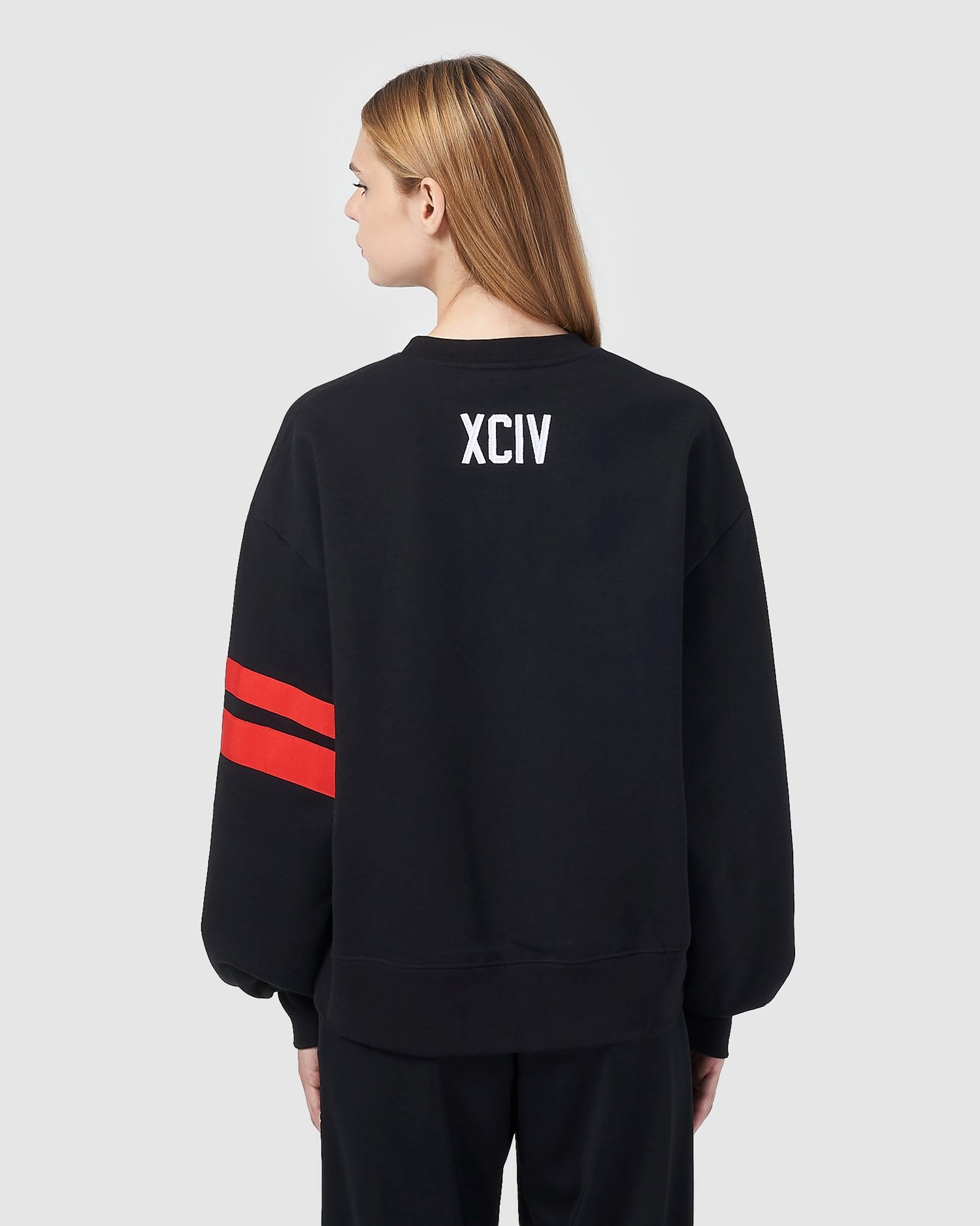 Sweat À Capuche GCDS Logo Crewneck Femme Noir | 460782-JMY