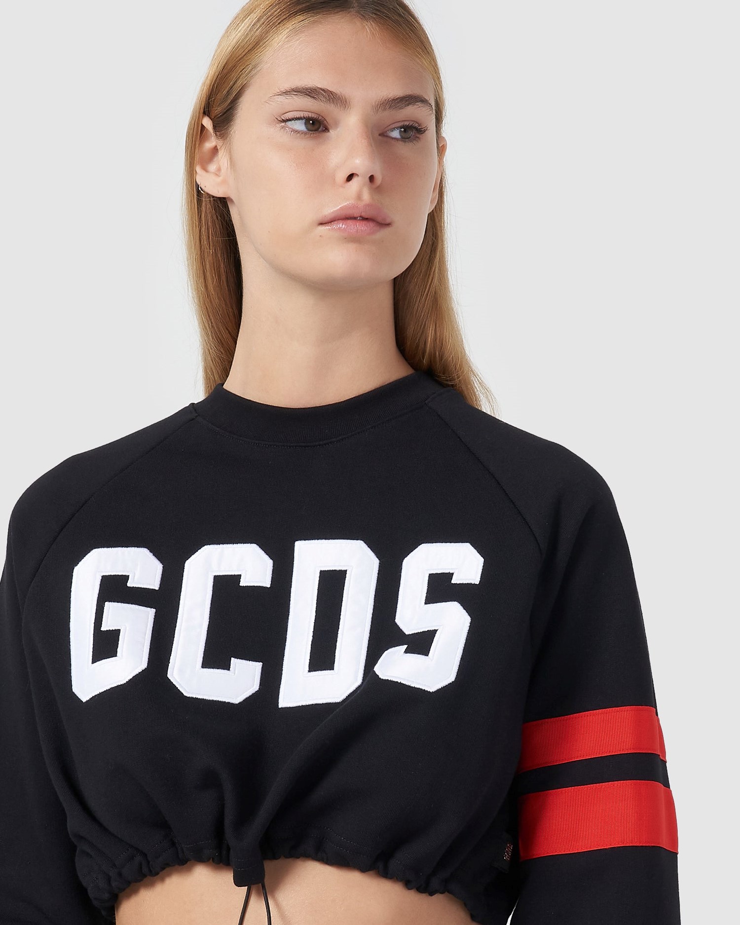 Sweat À Capuche GCDS Logo Crop Crewneck Femme Noir | 810243-UOF