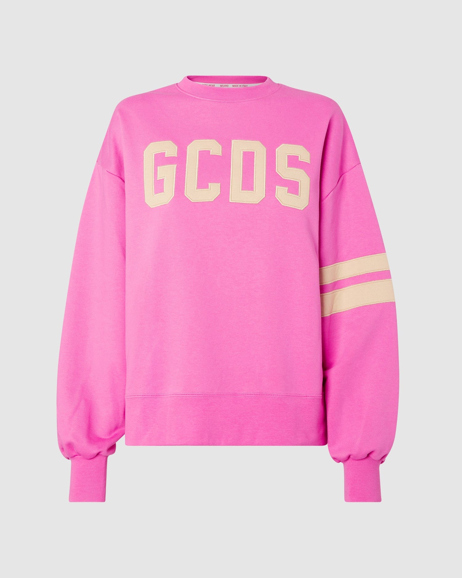 Sweat À Capuche GCDS Logo Oversized Crewneck Femme Fushia | 104682-XEK